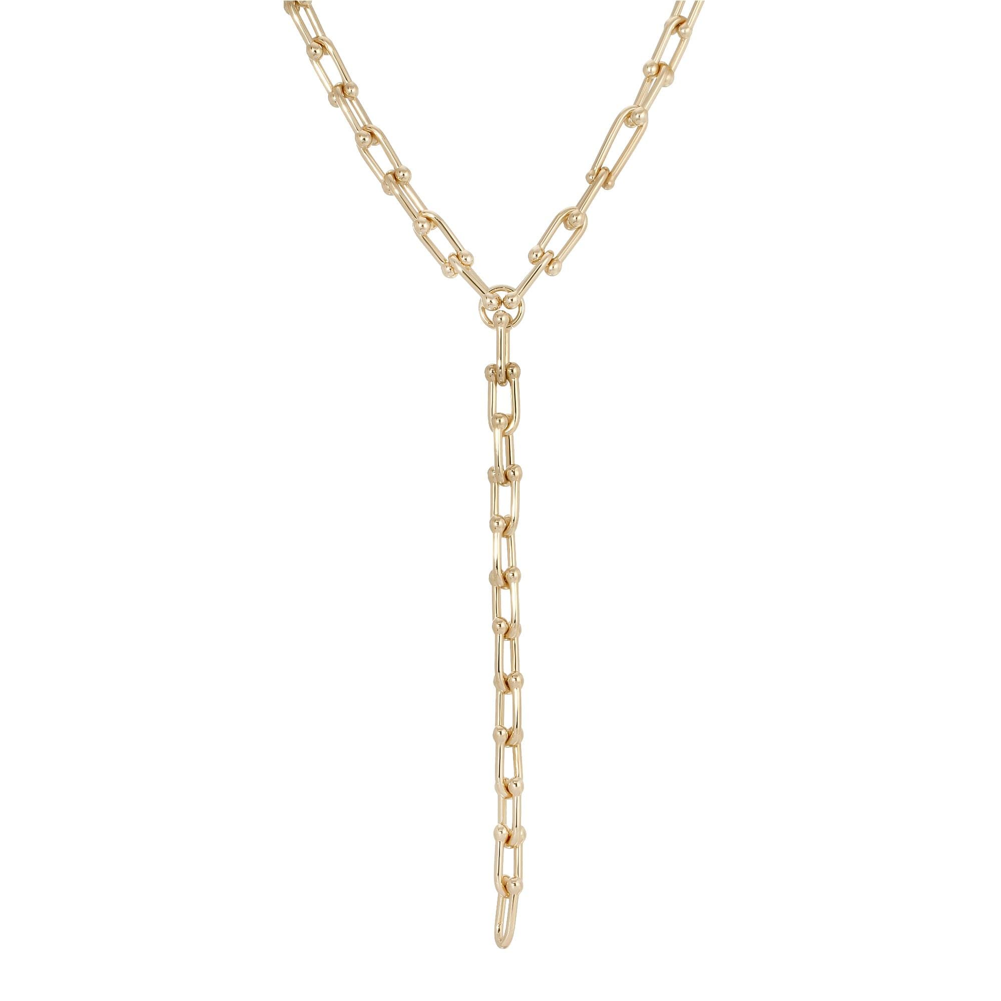 Gold-toned chain necklace from Margaux Lariat Necklace collection looking stylish