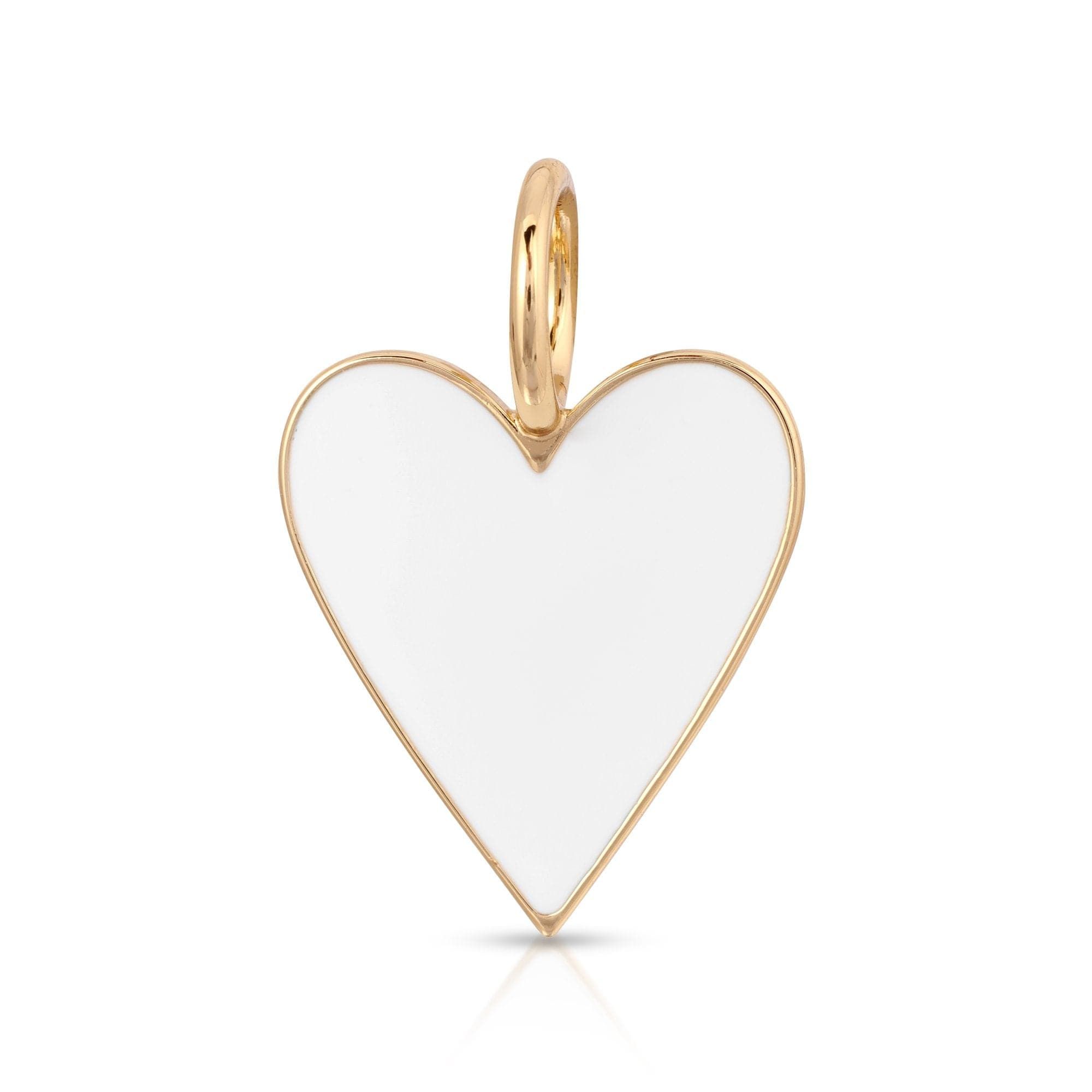 Gold-trimmed white heart pendant from the Medium Enamel Helena Pendant collection