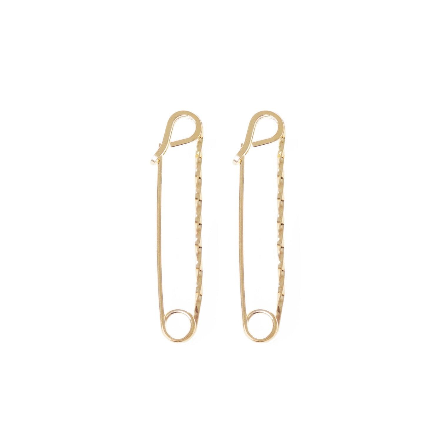 Gold safety pin earrings from the Medium Twisted Safety Pin Earrings collection
