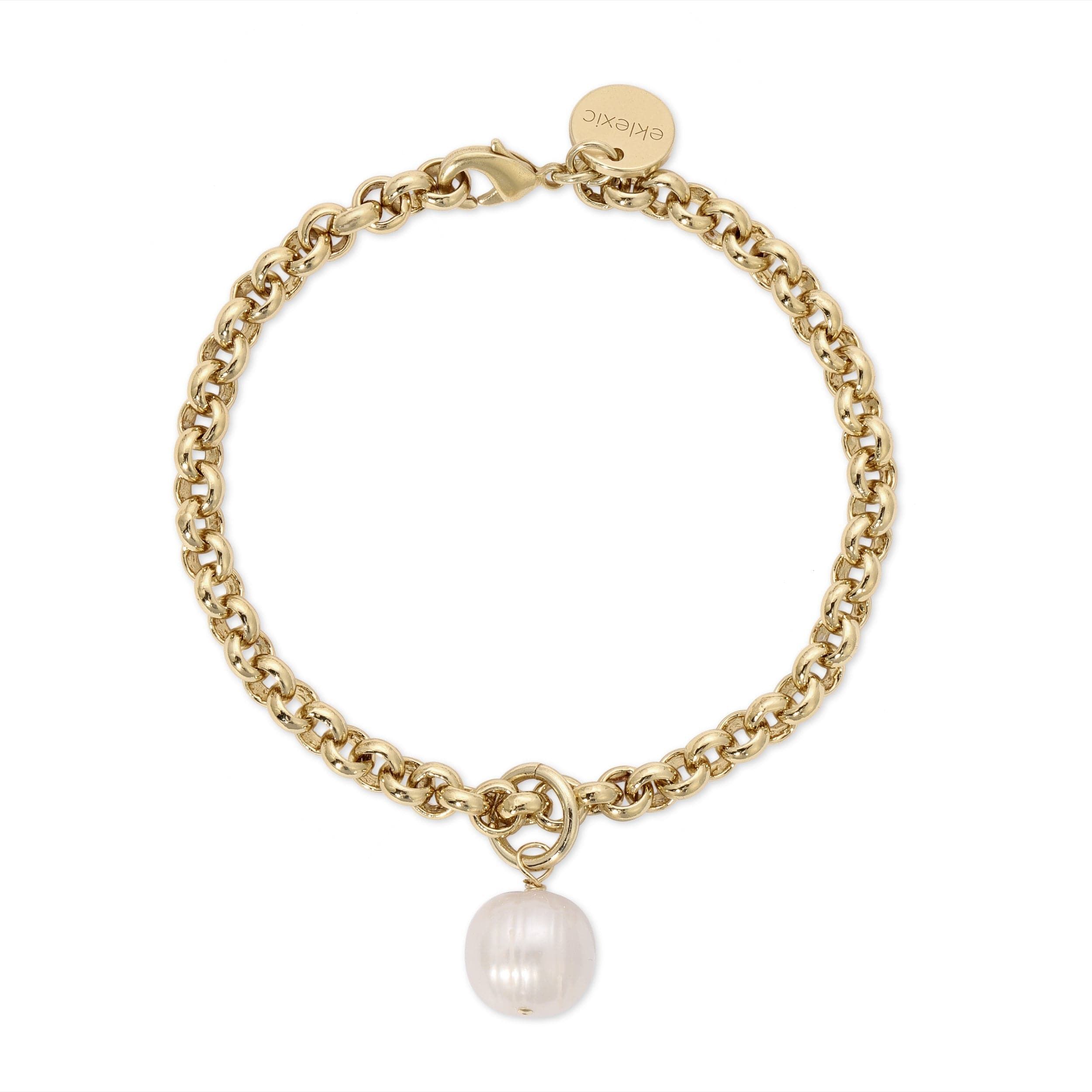 Gold chain bracelet with pearl pendant from Micro Royal Chain With Pearl Charm Bracelet collection