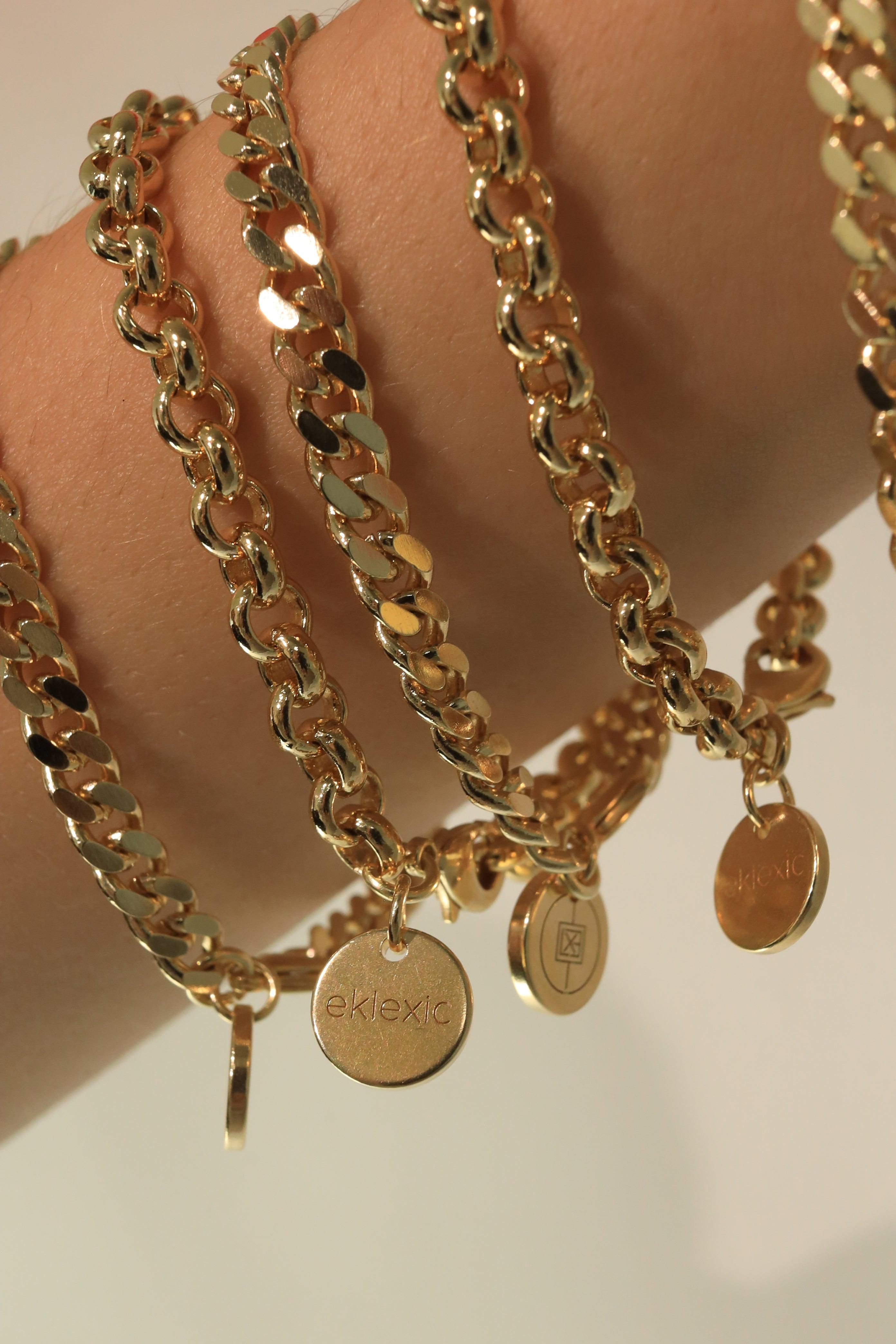 Micro Royal Rolo Chain Bracelet with gold chain bracelets and circular pendants