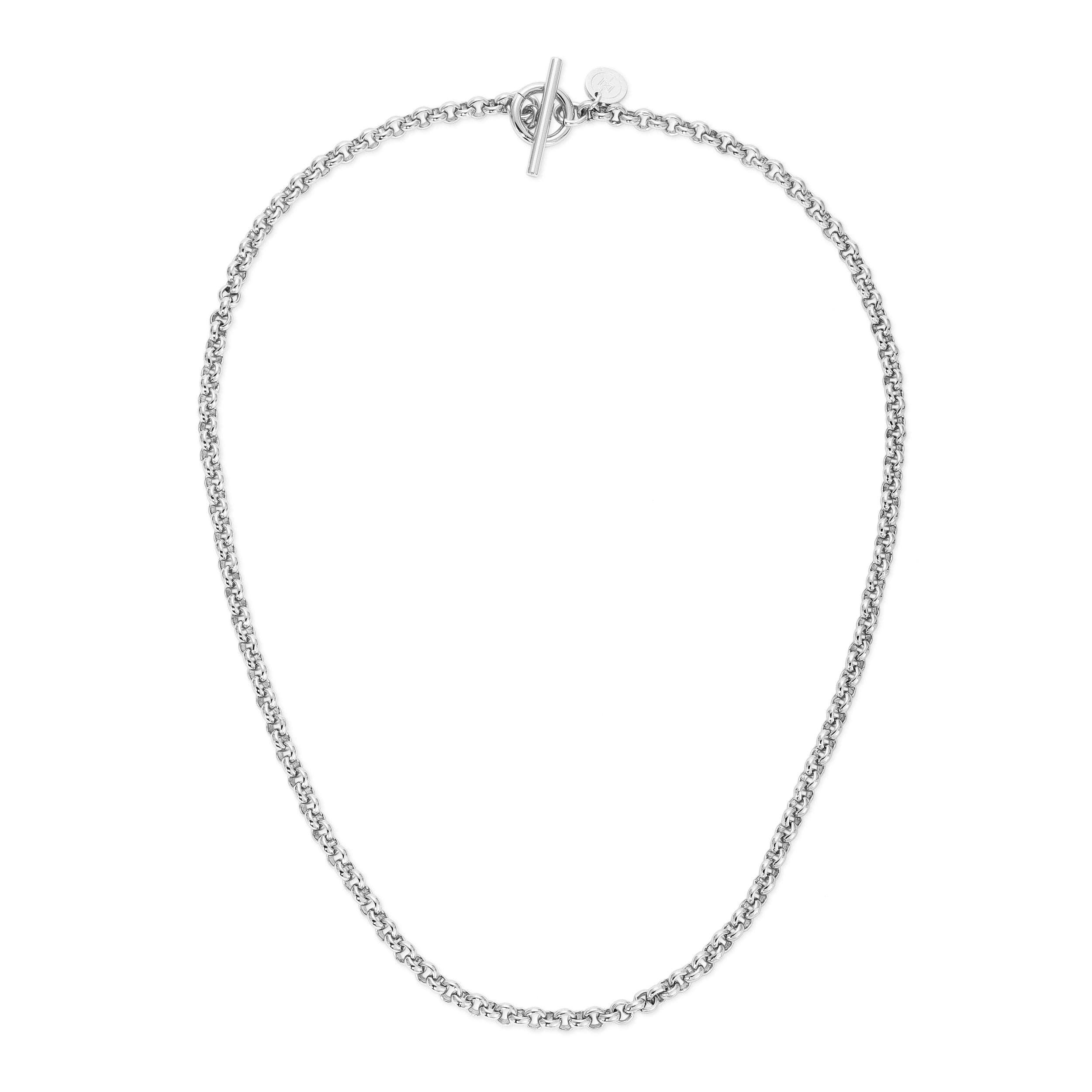 Silver Micro Royal Rolo Chain Necklace with Toggle Clasp for stylish everyday wear