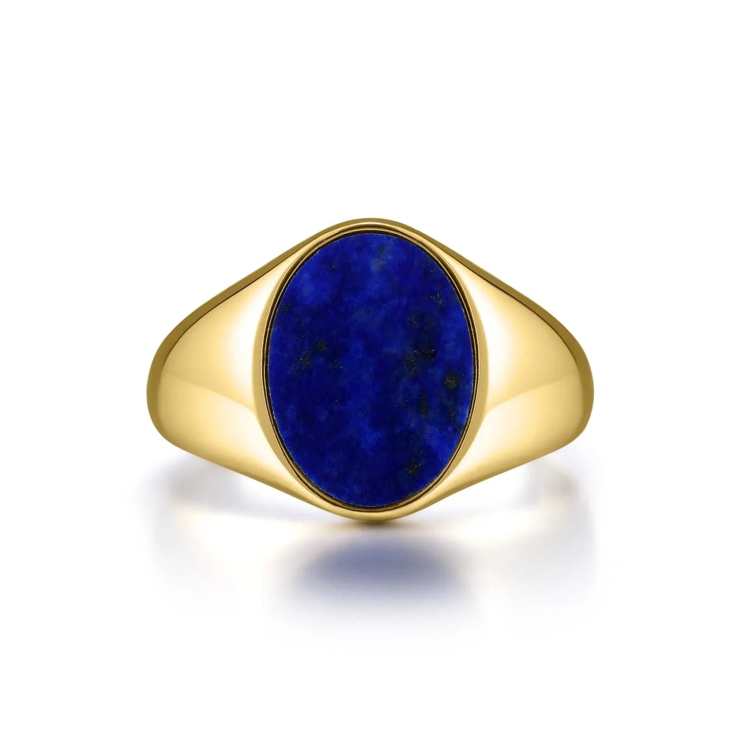 Gold ring with oval Lapis Lazuli, stylish Oval Lapiz Signet Ring for you