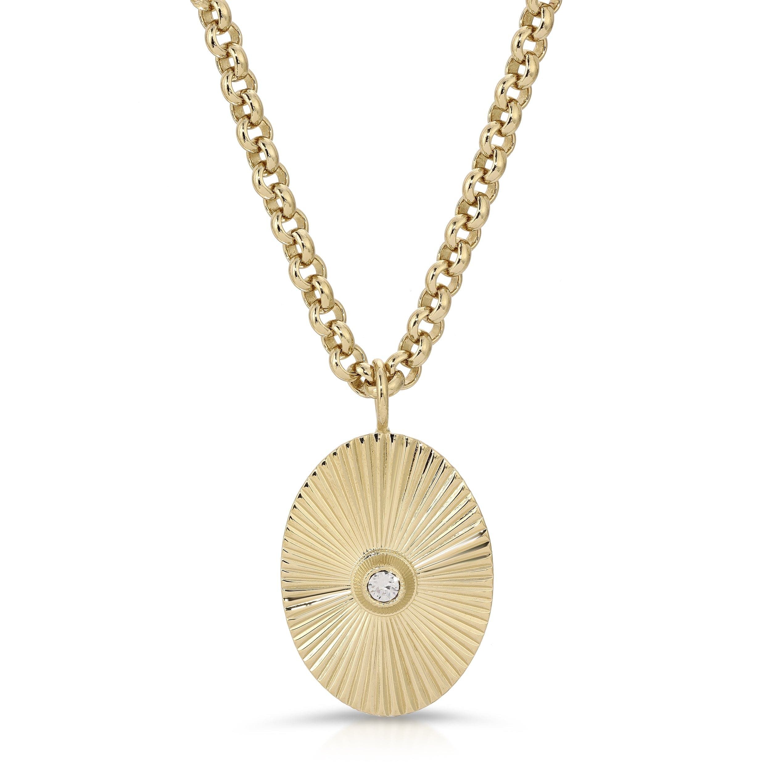 Gold chain necklace with oval pendant from Ozzy Pendant Necklace product lineup