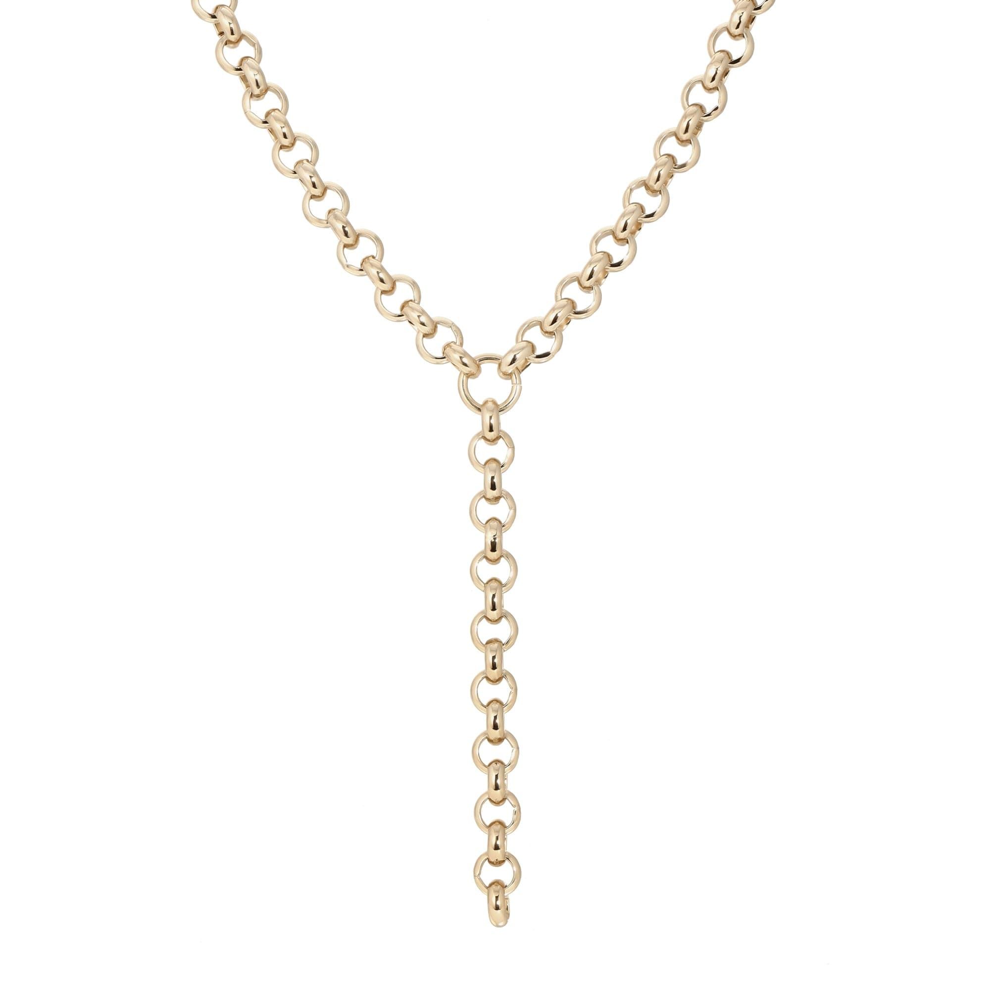 Gold-toned Royal Rolo Chain Lariat with stylish Y-shaped drop necklace