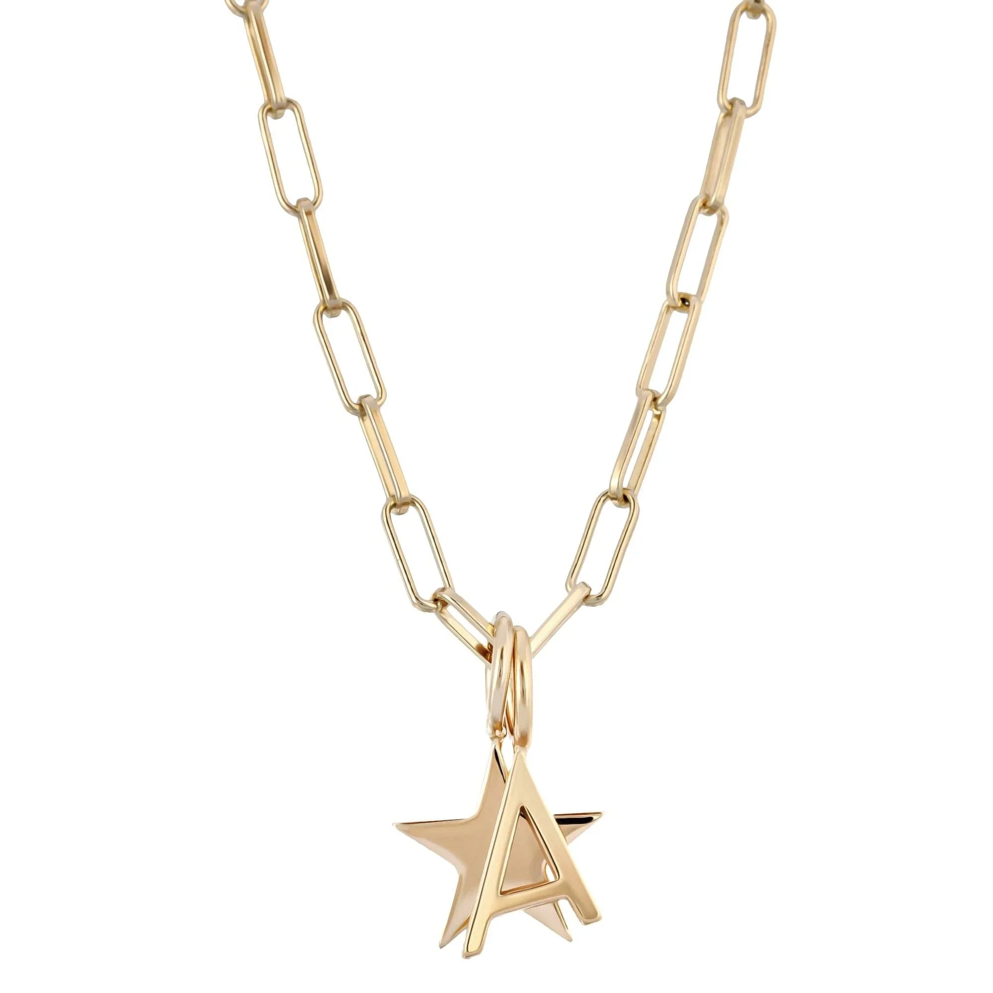 Gold chain necklace with star-shaped letter A pendant from Samara Charm Necklace