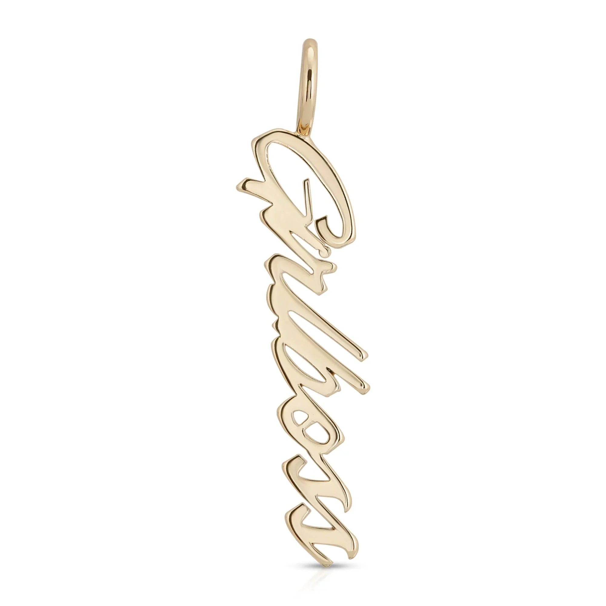 Gold Girlboss pendant from the Script Pendant Girlboss collection for a bold style
