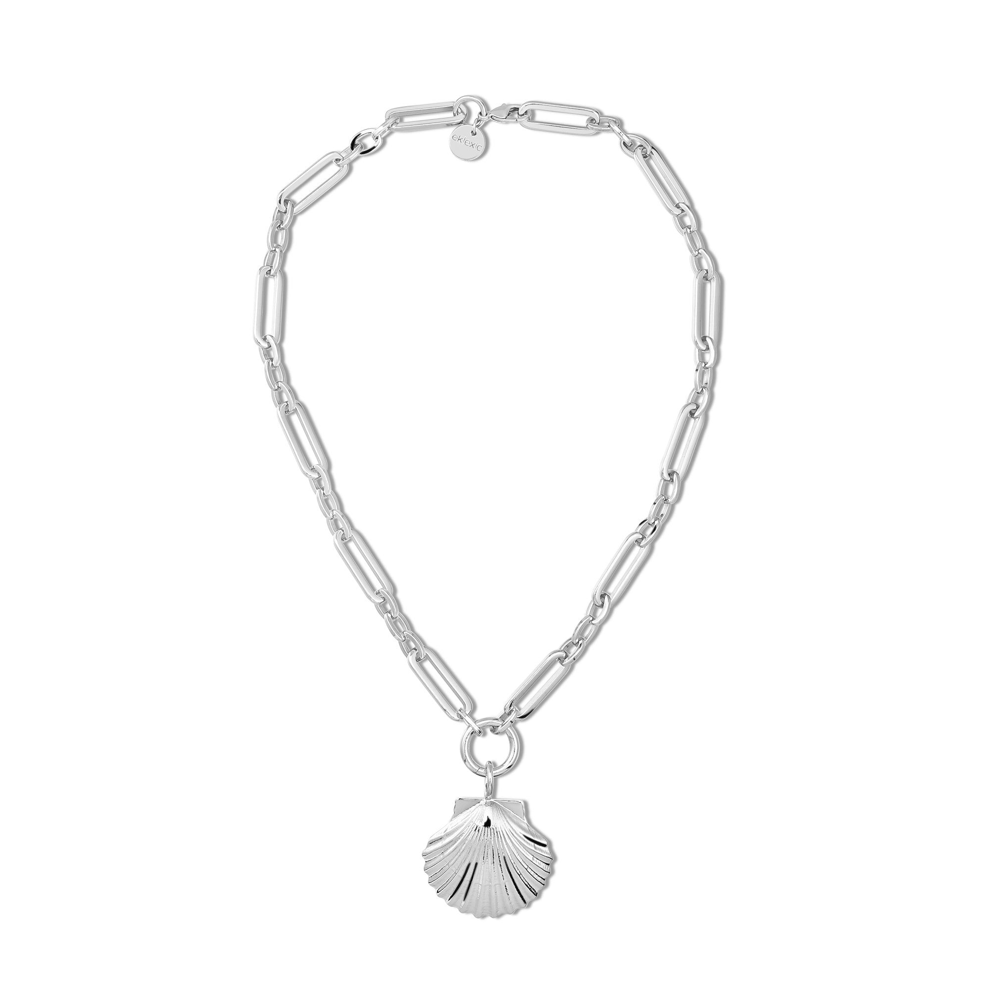 Silver chain necklace with seashell pendant for the Shelly Necklace product