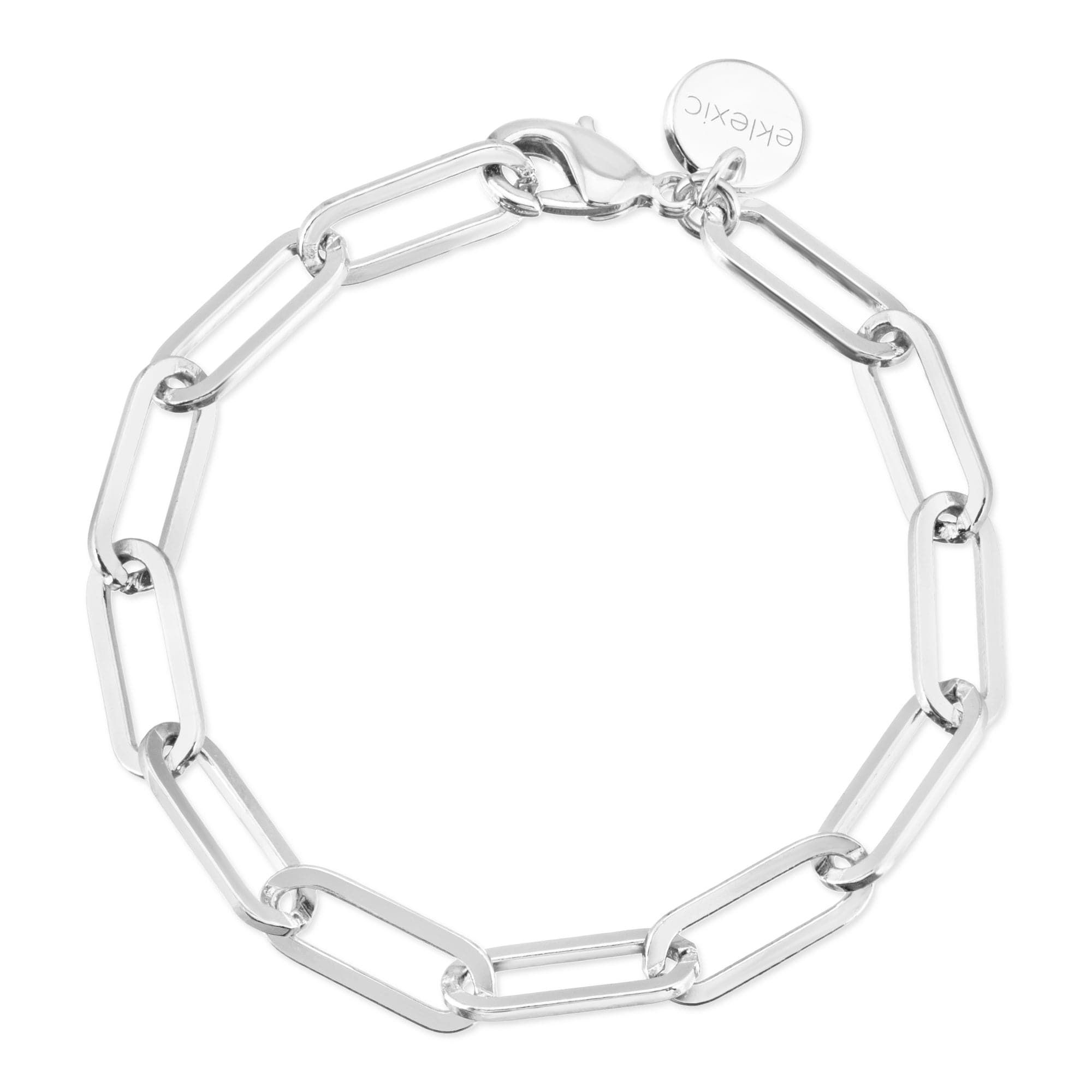 Silver chain-link bracelet featured in the Silver Large Elongated Link Chain Anklet product