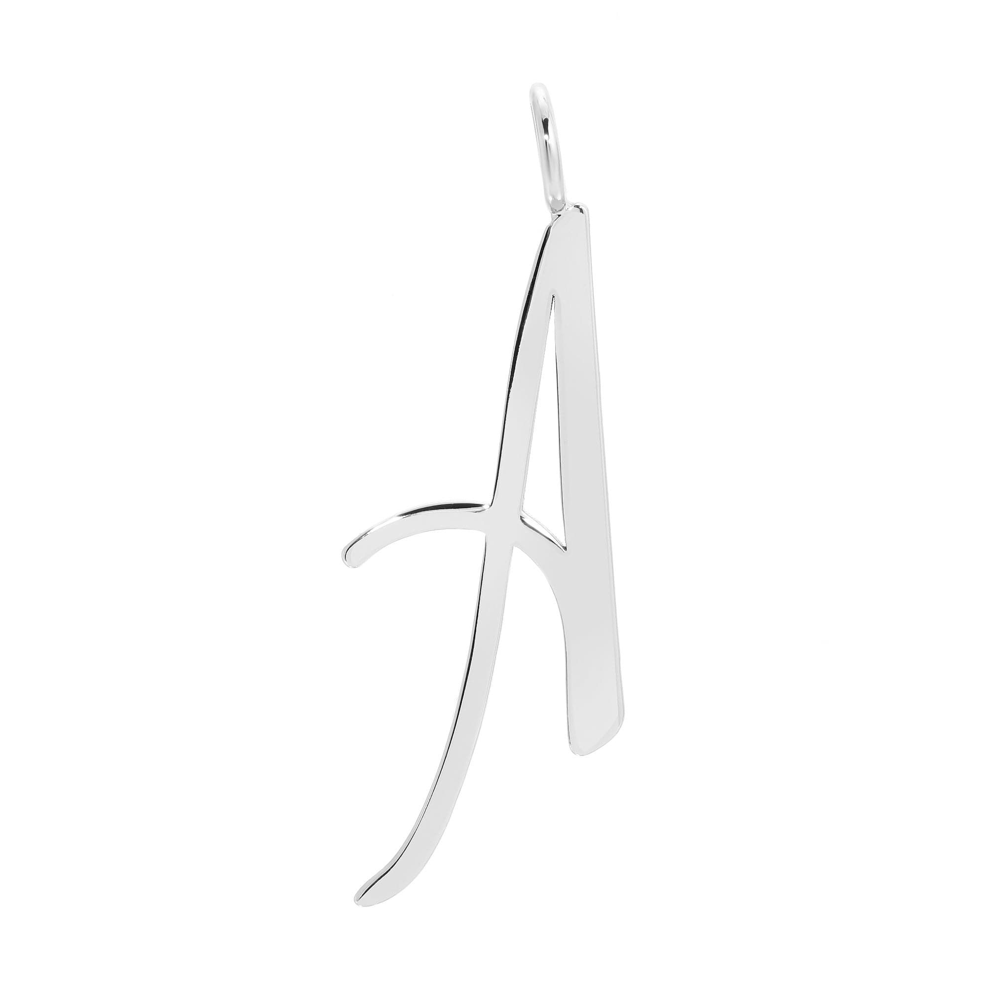 Silver letter A pendant from Silver Large Letter Pendants on a stylish chain