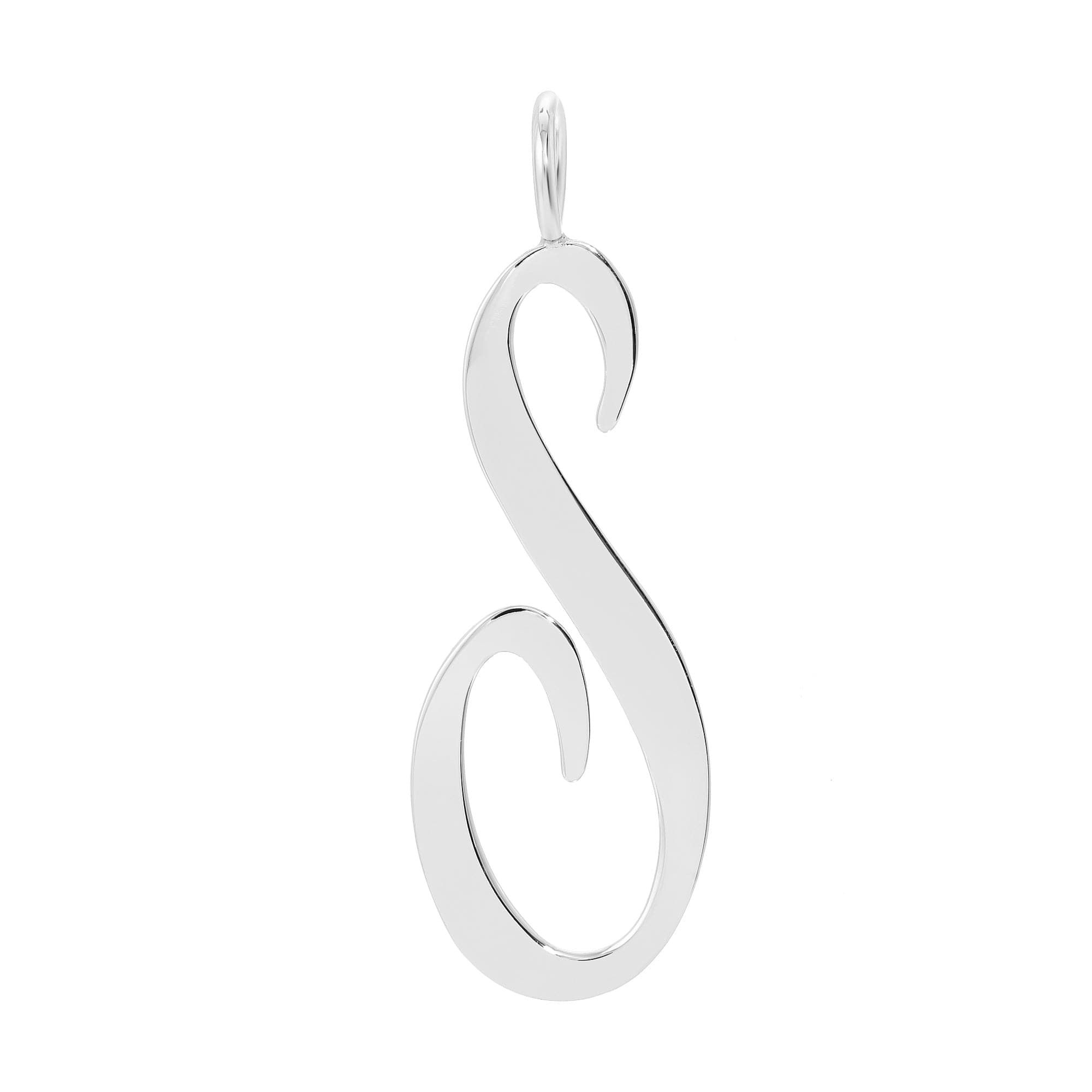 Shiny silver letter S pendant from Silver Large Letter Pendants collection