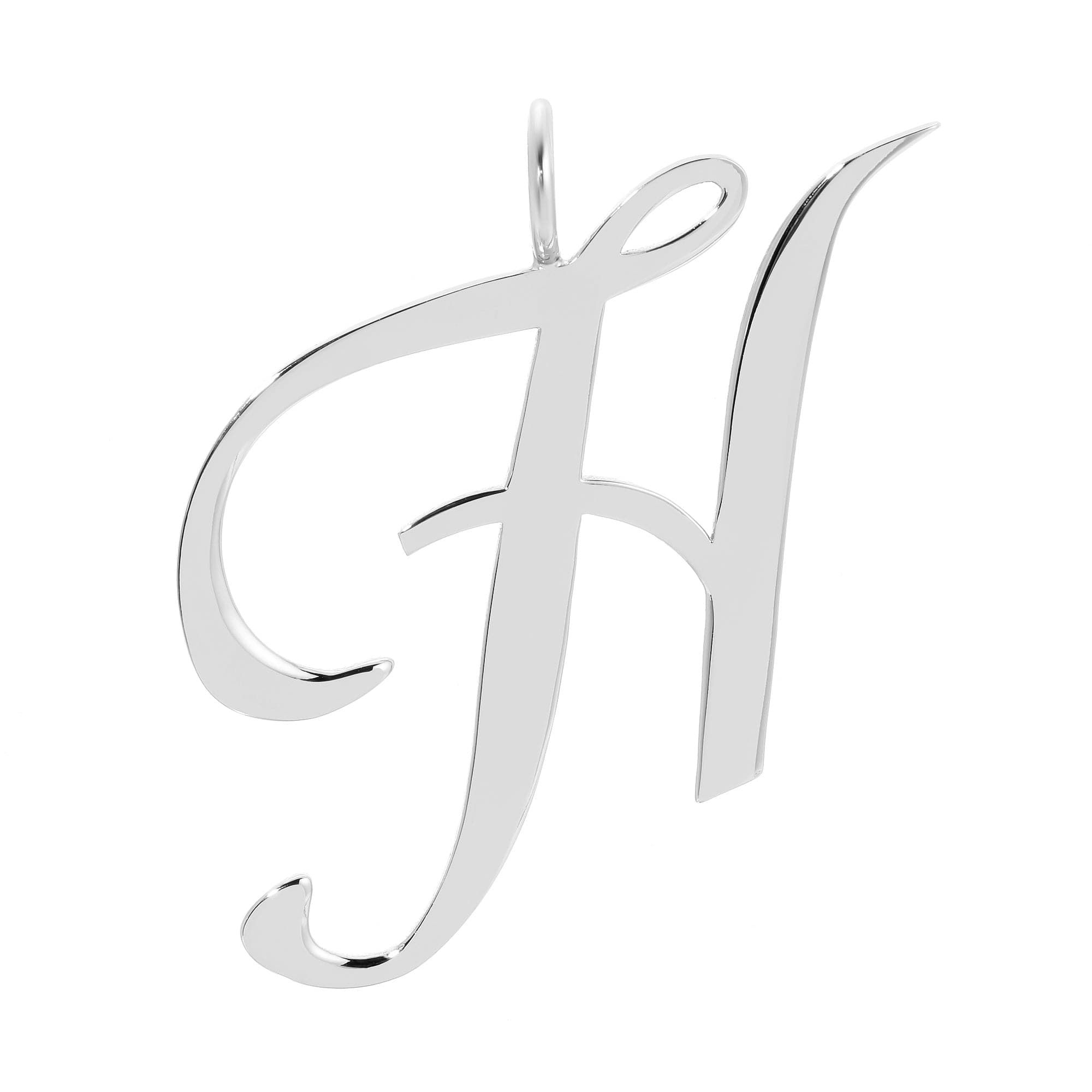 Silver cursive letter H pendant from Silver Large Letter Pendants showcasing stylish jewelry
