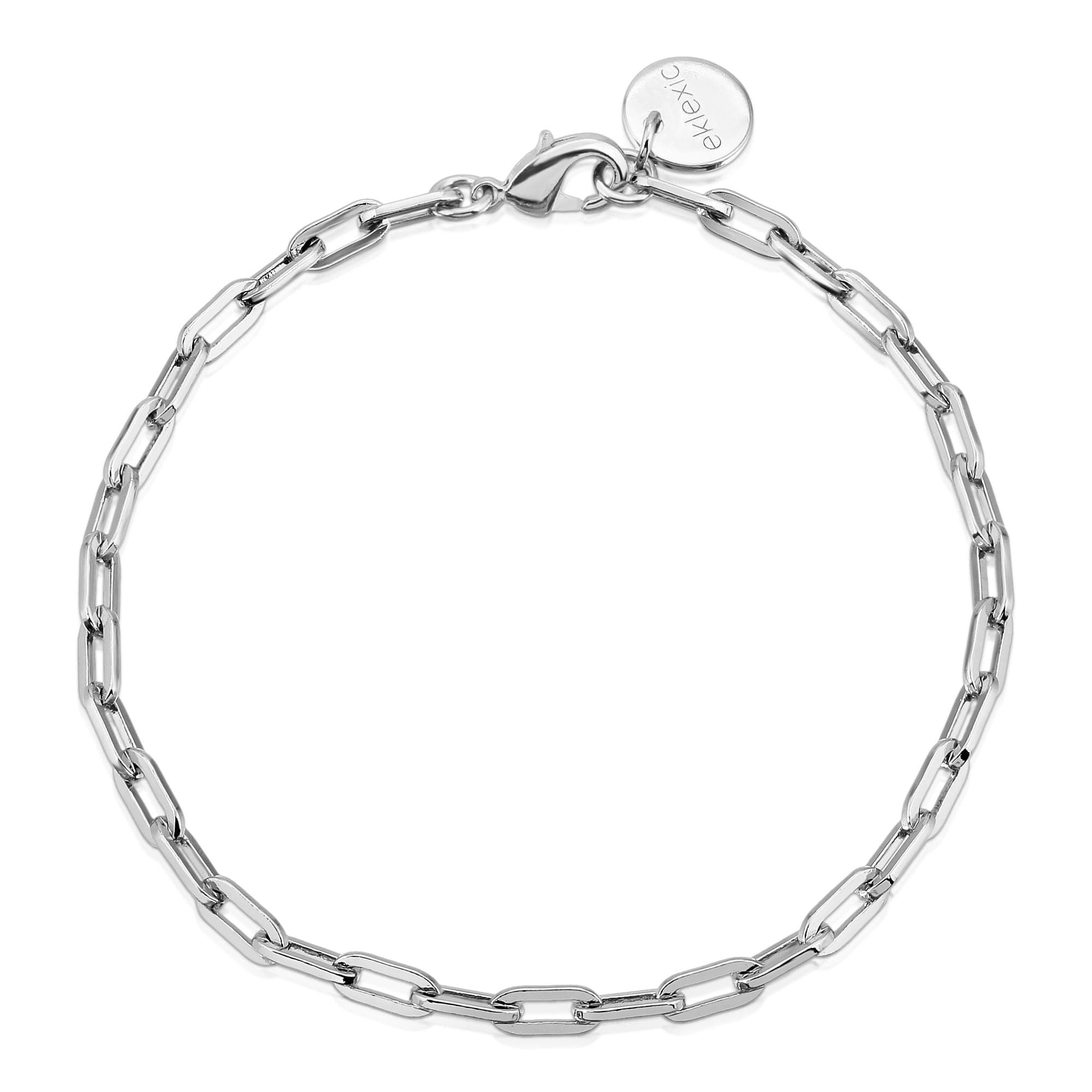 Silver medium link chain bracelet showcasing its stylish and shiny silver finish