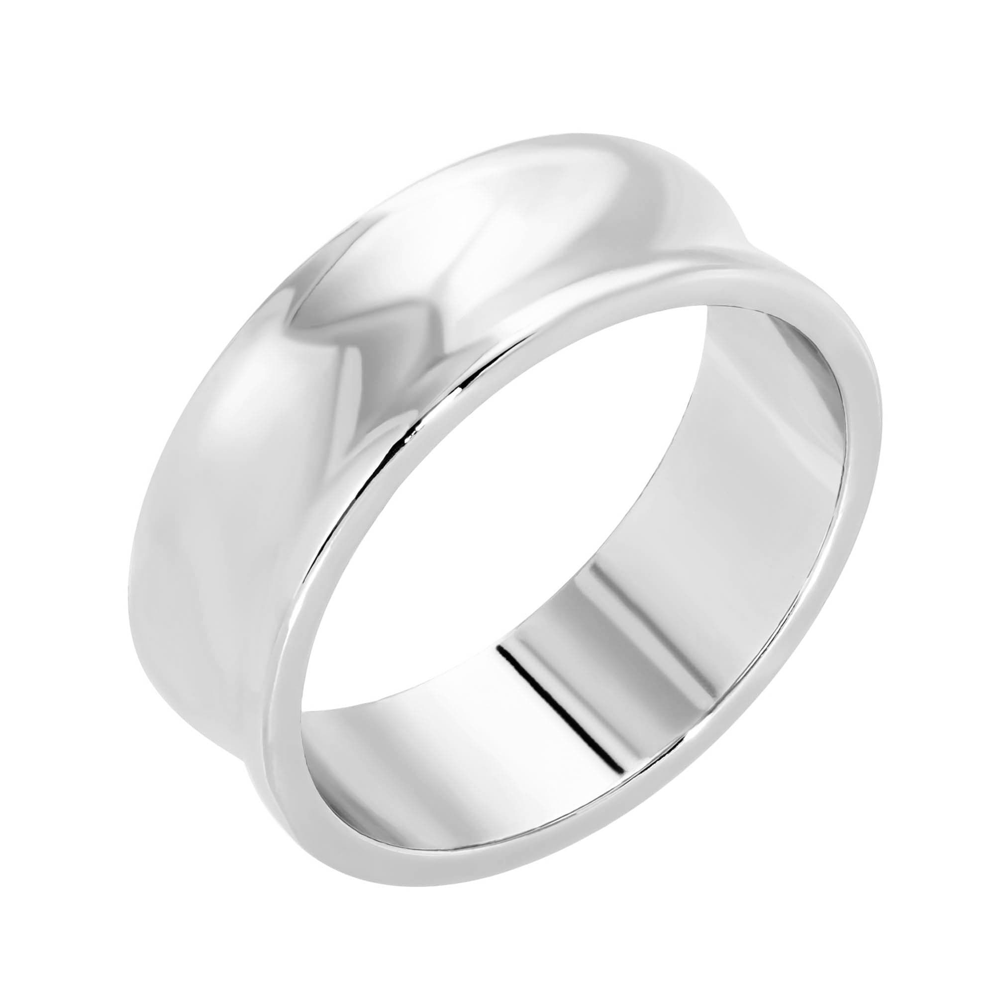 Small Olivia Ring with a sleek polished silver curved design perfect for stacking