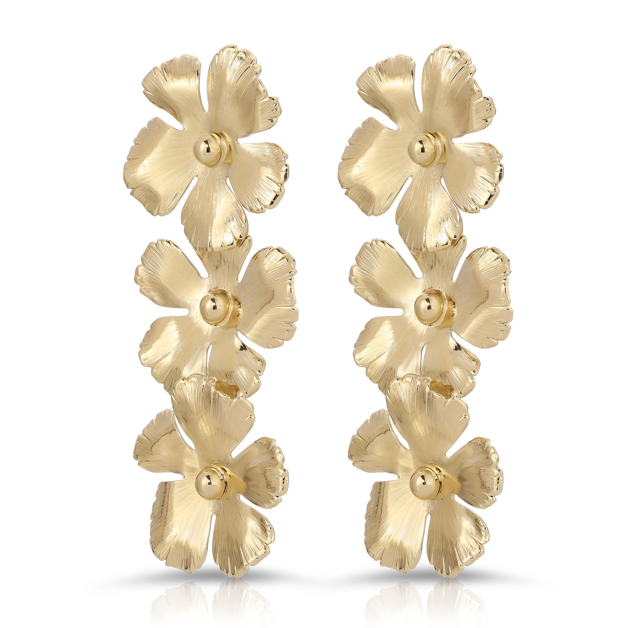 Triple Bloom Drop Earrings