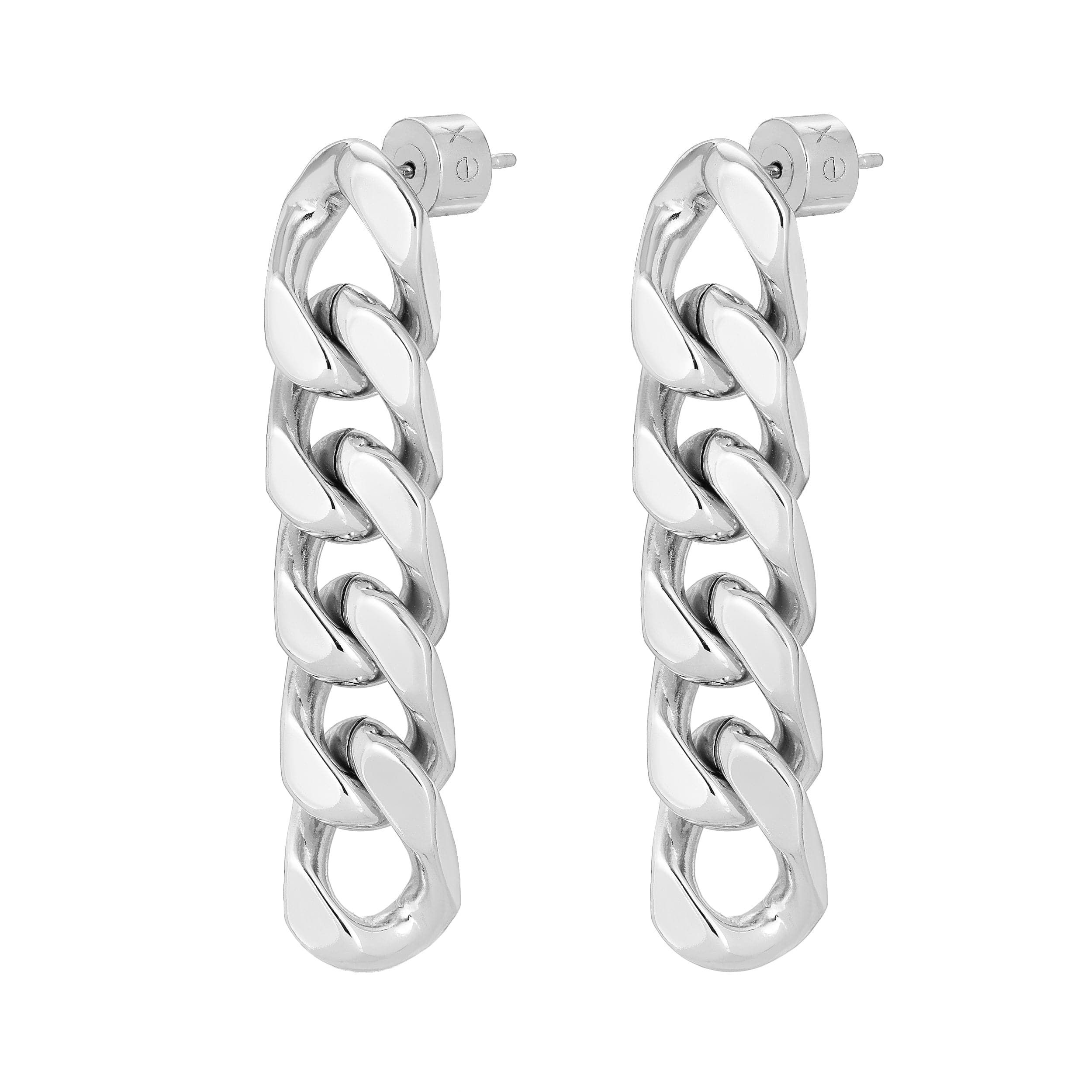 Silver chain-link earrings from the Taraji 5 Link Drop Earrings collection