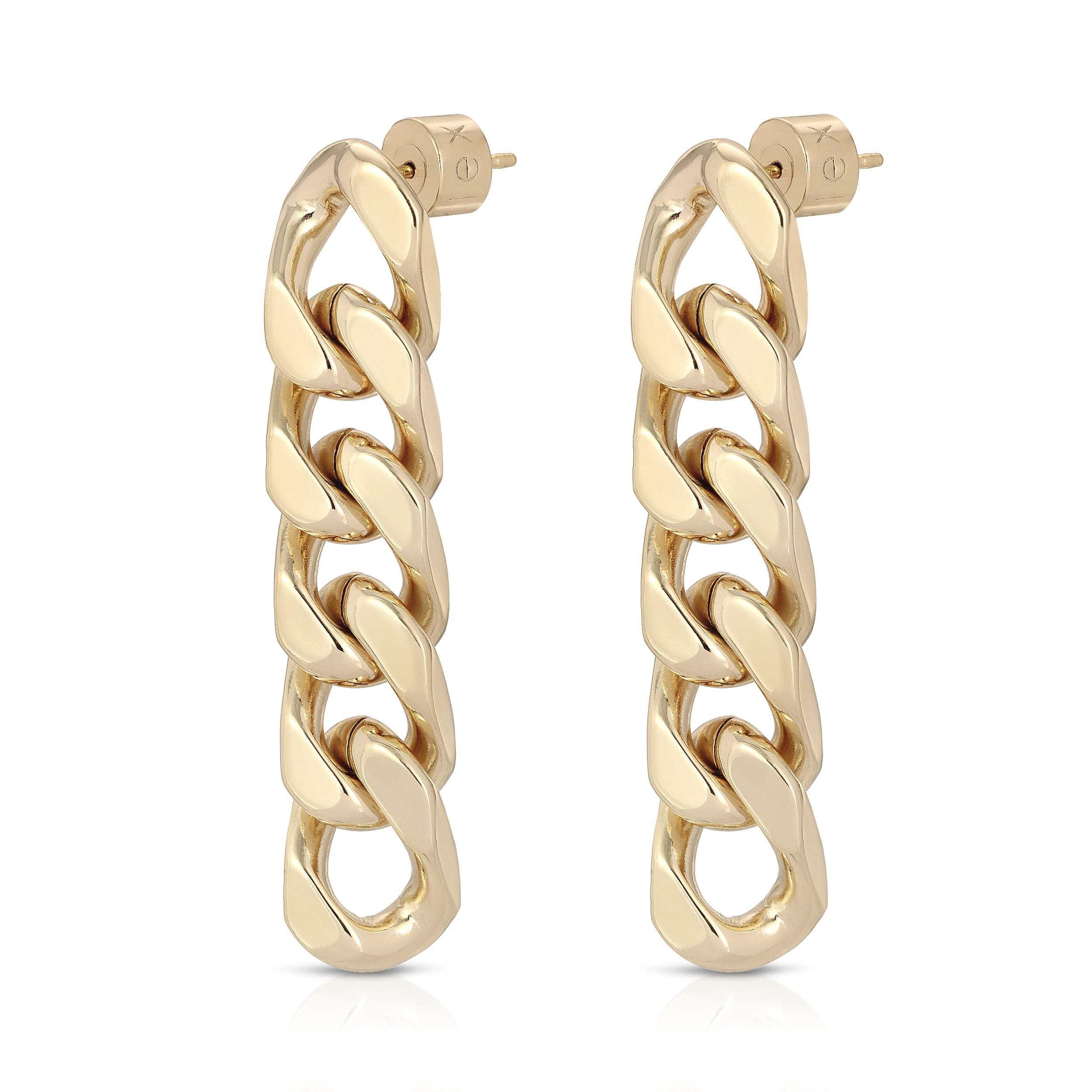 Gold chain-link earrings from Taraji 5 Link Drop Earrings collection