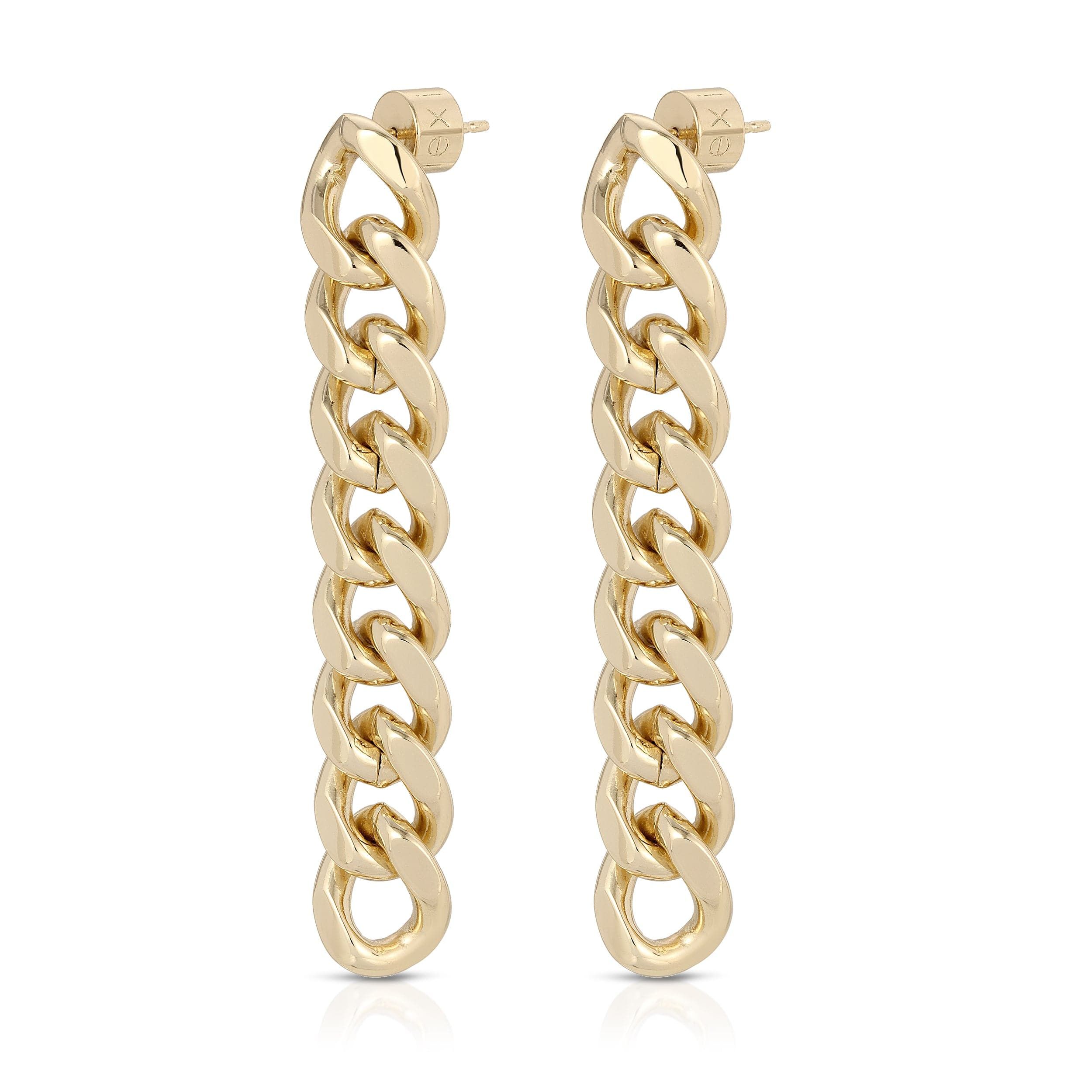 Gold chain-link earrings from the Valentina 8 Link Drop Earrings collection