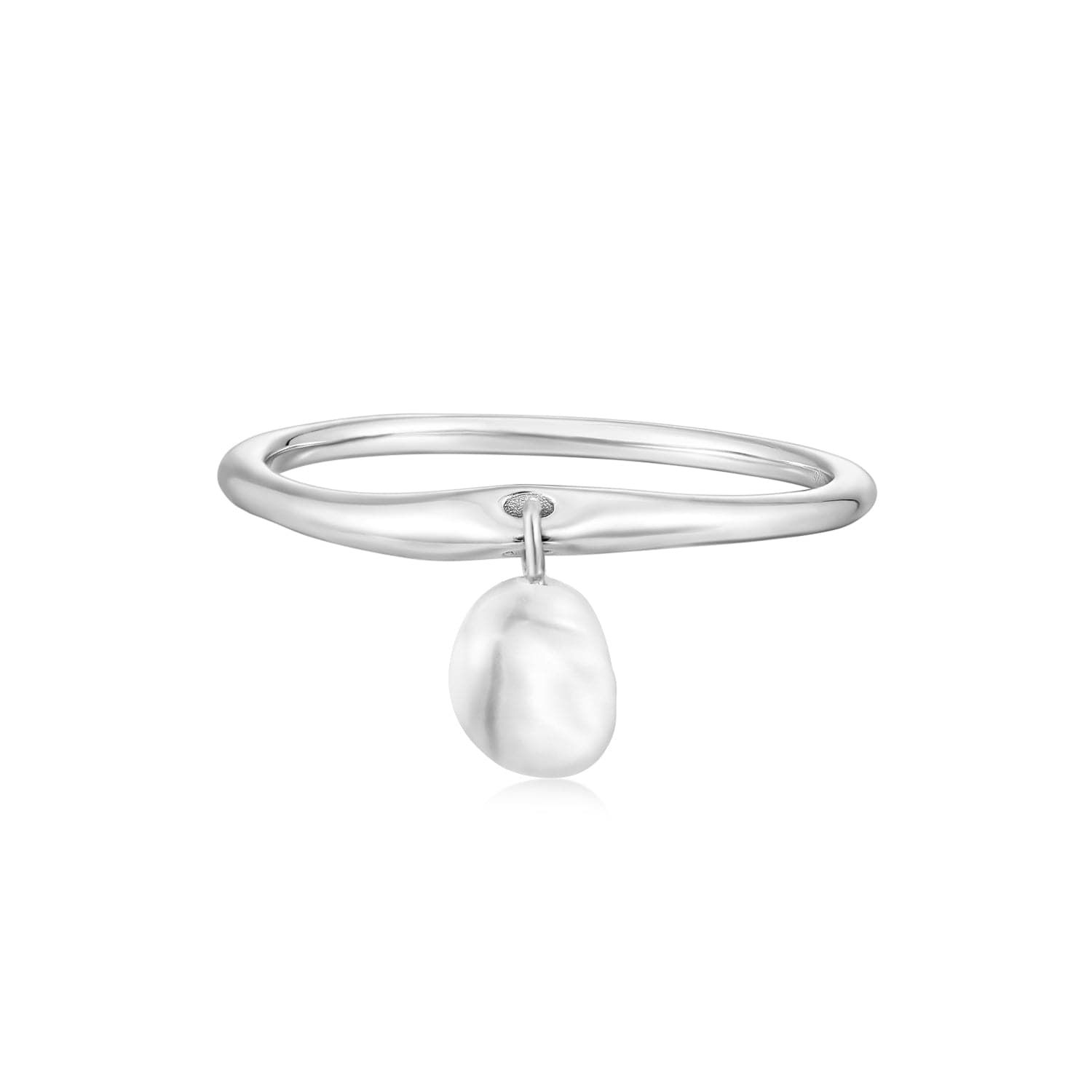 Silver wavy ring with elegant pearl pendant jewelry accessory for special occasions