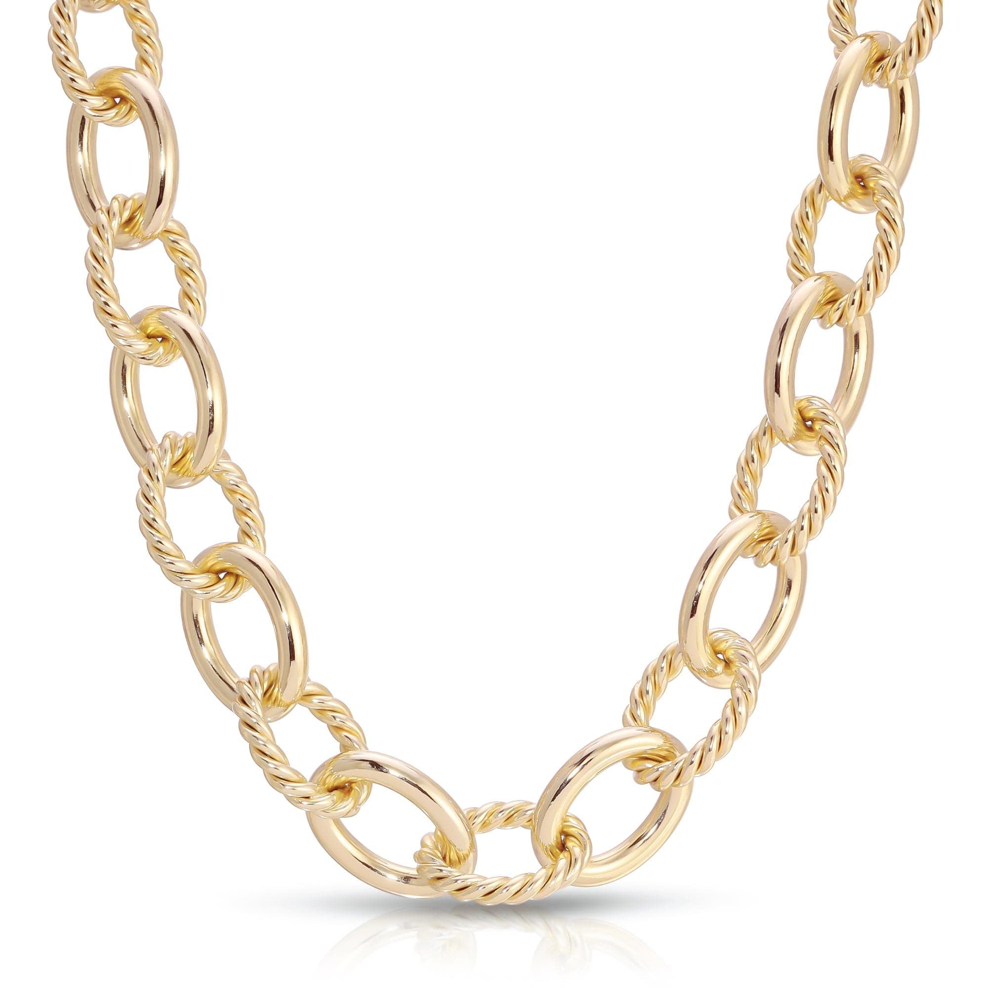 Gold-toned oval link chain necklace from XL Alternating Twisted Link Toggle Necklace collection