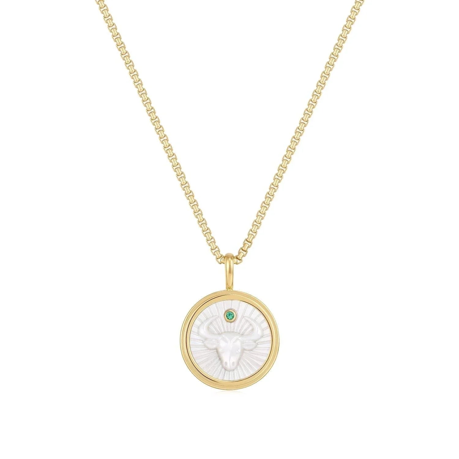 Gold chain necklace with Taurus pendant from Zodiac Taurus Mother Of Pearl collection