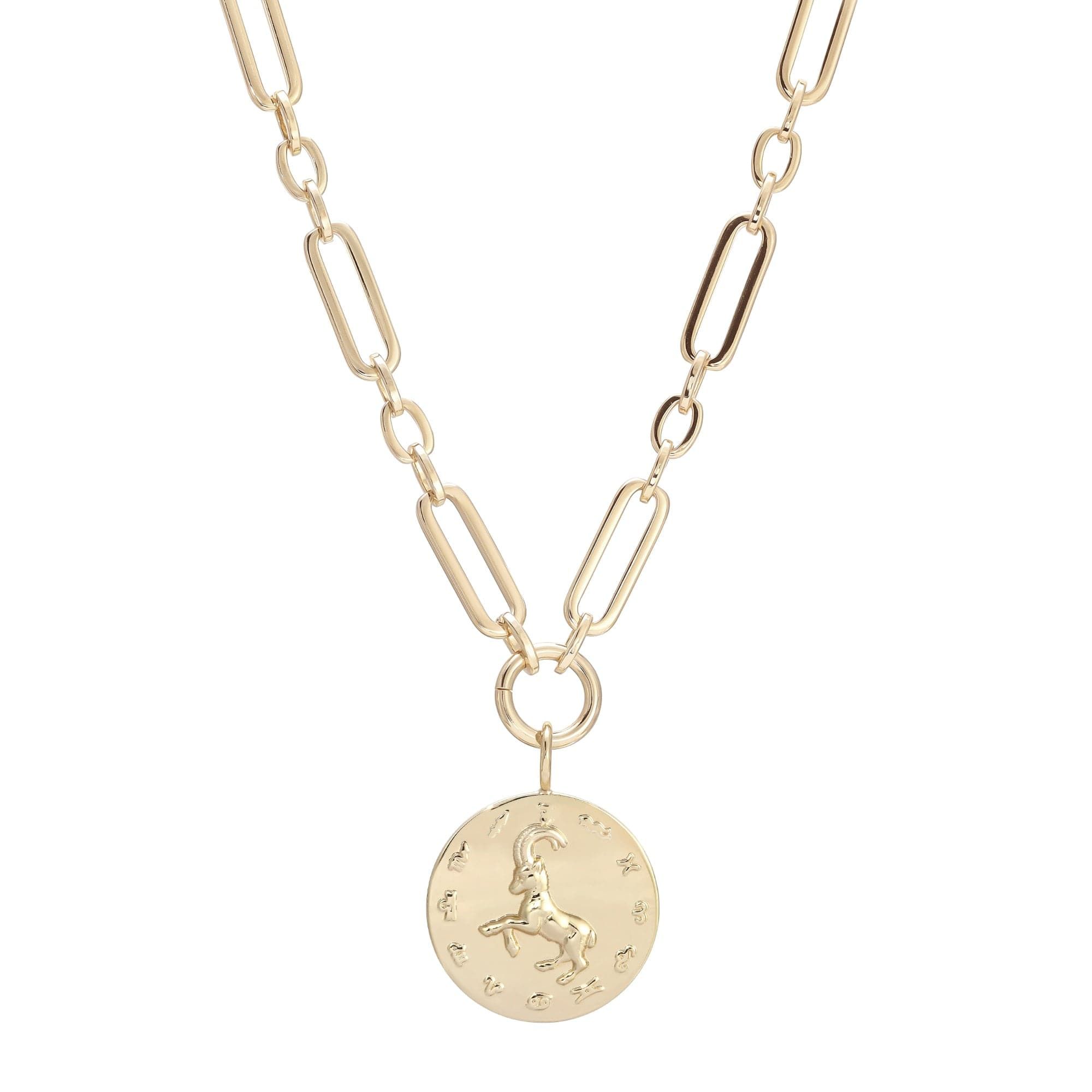 Gold-toned chain necklace with Zodiac pendant for a stylish astrology look