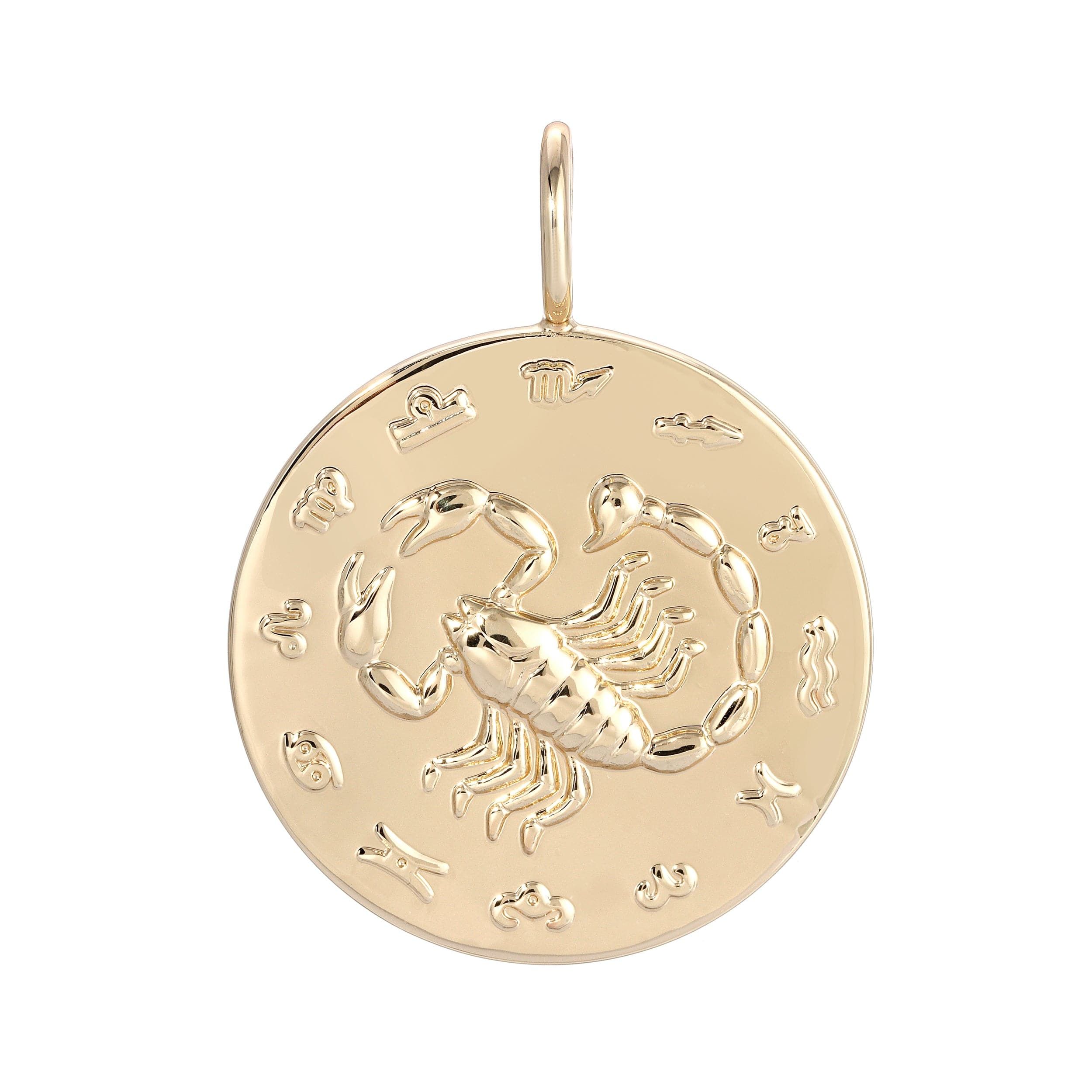 Gold Zodiac Scorpio Pendant displayed in the Zodiac Pendant Scorpio jewelry product