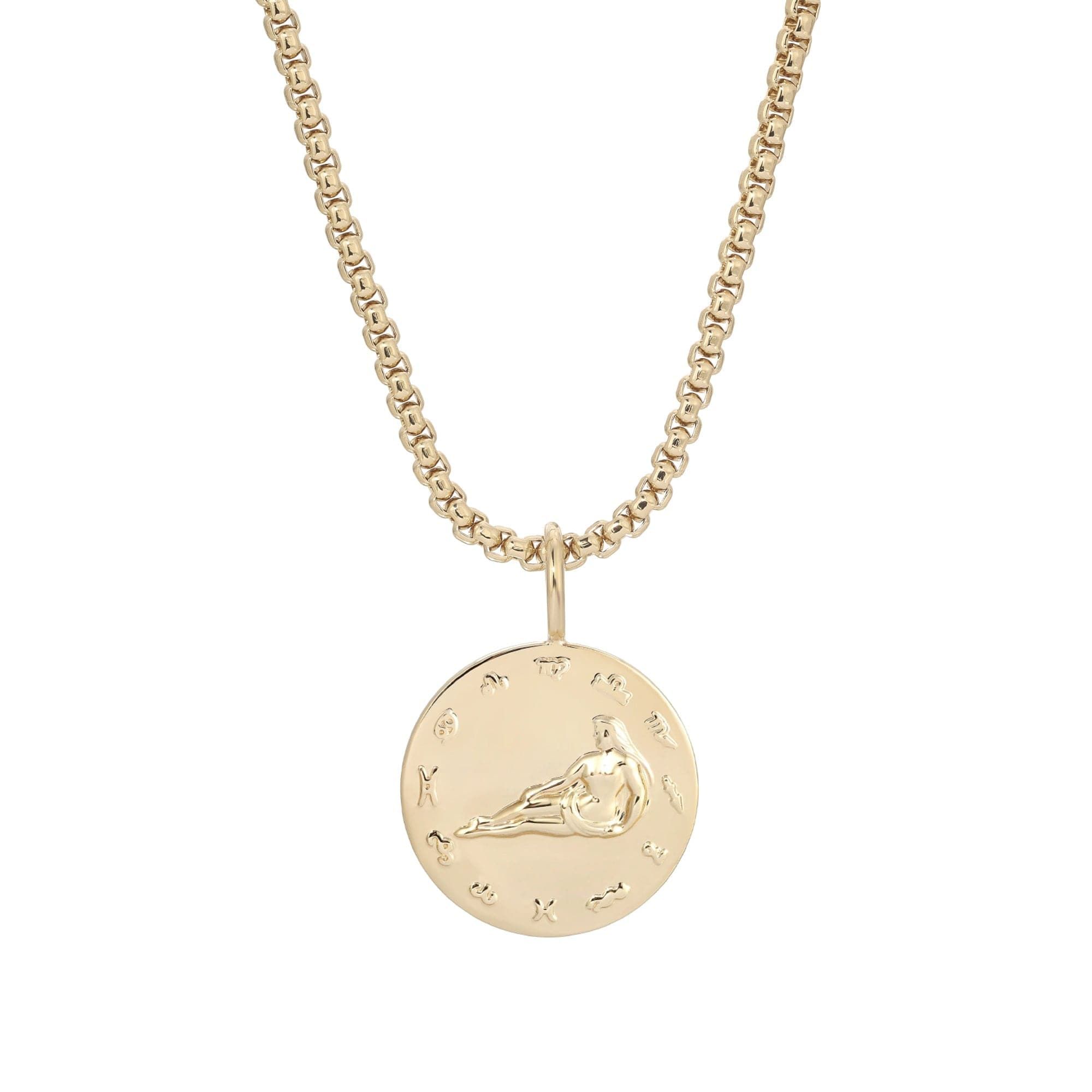 Zodiac Pendant & Thin Box Chain Necklace - VIRGO / GOLD / 16’’ - Pendant Necklaces