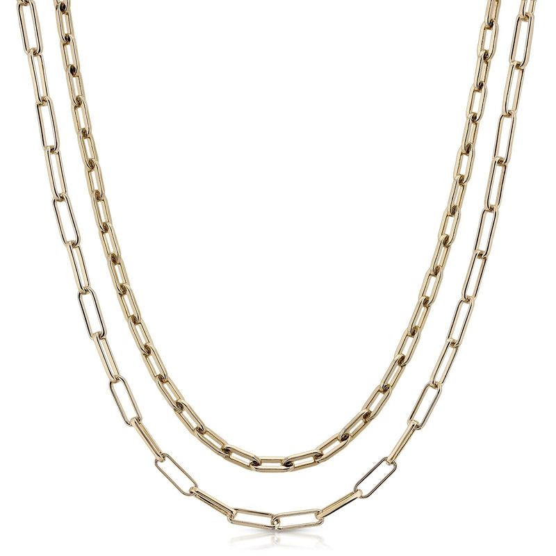 Double Medium & Elongated Link Chain Necklace