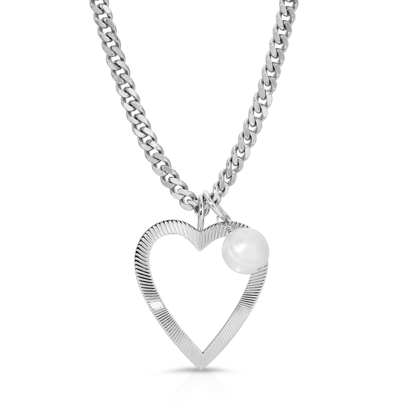 HEART & PEARL CHARM NECKLACE