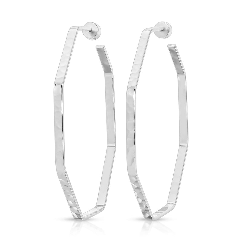 Large Hammered Octagon Shaped Hoops