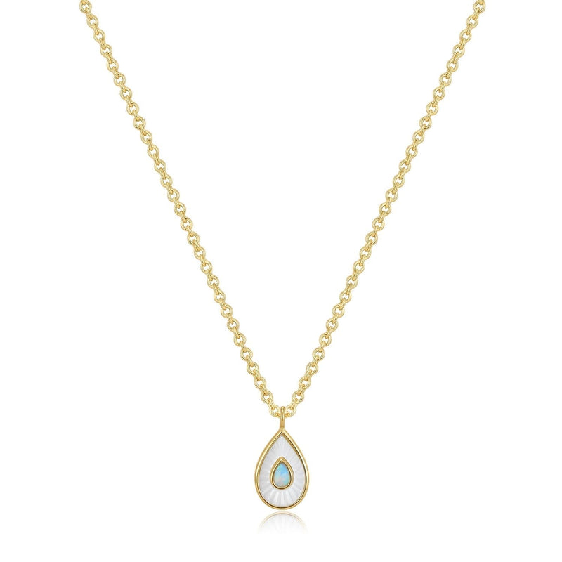 PEAR SHAPED MOP PENDANT WITH OPAL NECKLACE