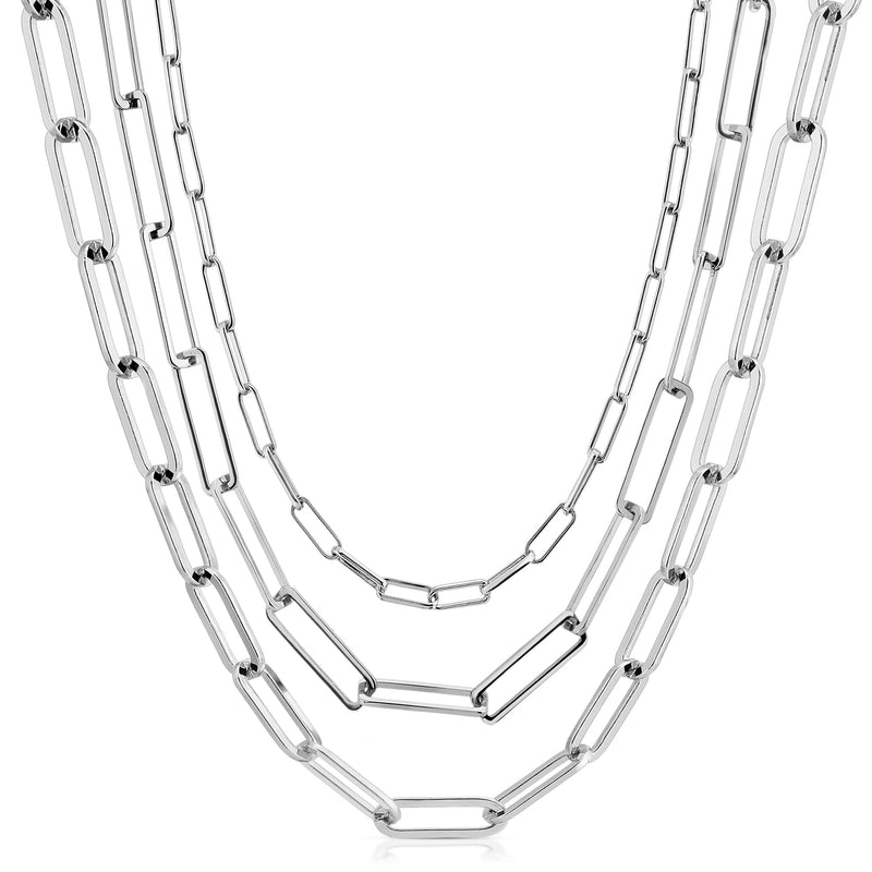 Silver Triple Multi Chain Necklace