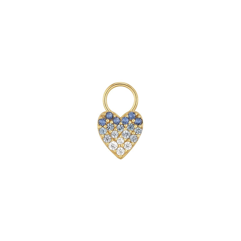 SOLID CZ HEART HOOP CHARM (BLUE OMBRE)