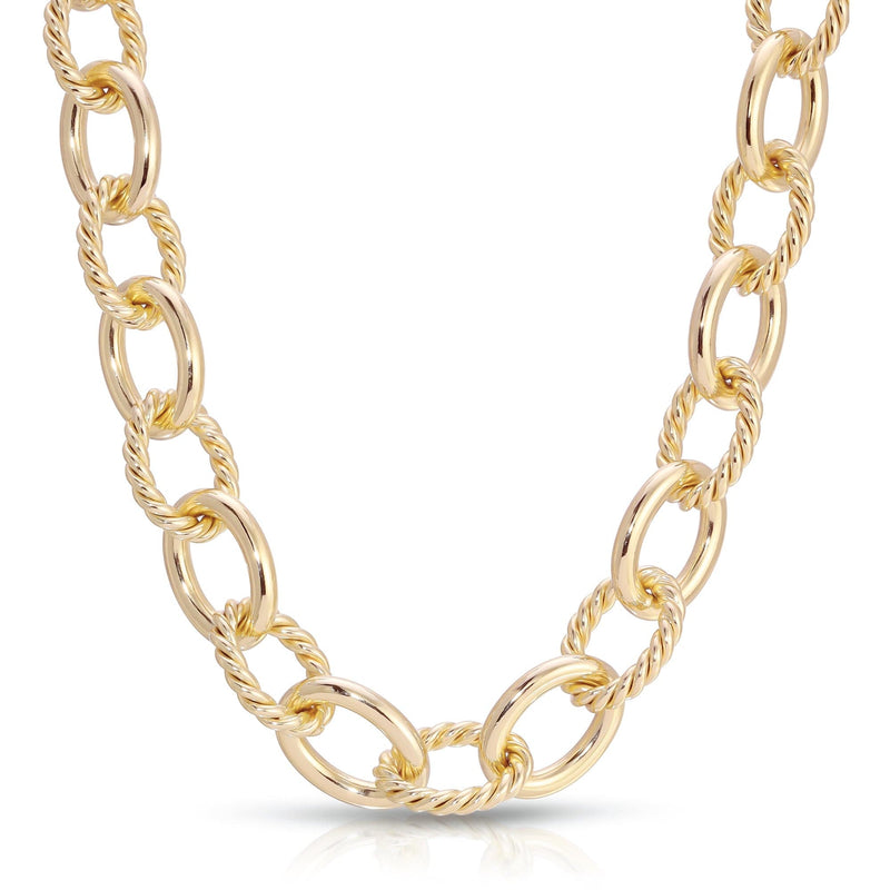 Xl Alternating Twisted Link Toggle Necklace