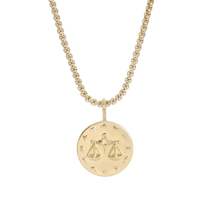 Zodiac Pendant & Thin Box Chain Necklace