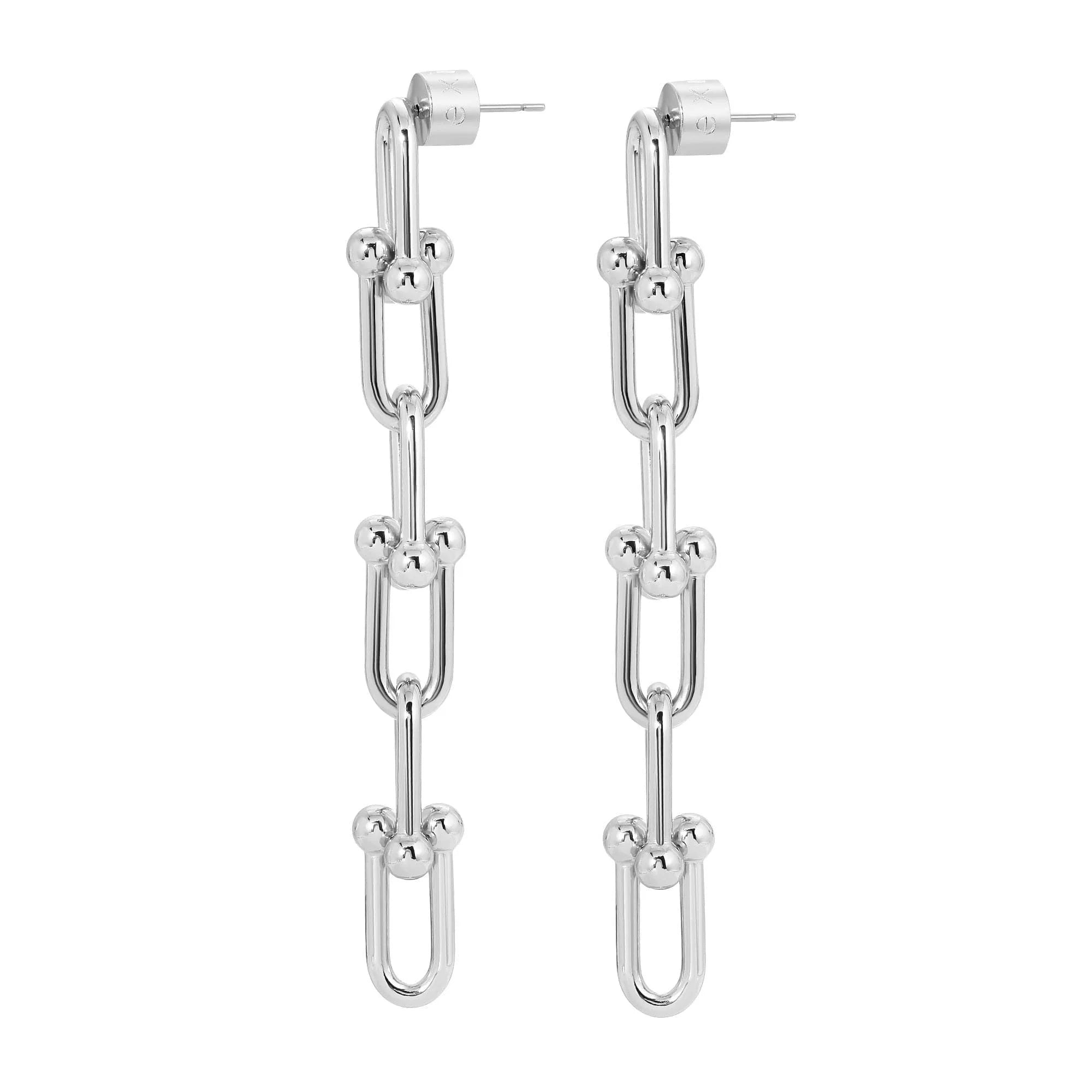 Silver chain-link drop earrings from Margaux 6 Link Drop Earrings collection