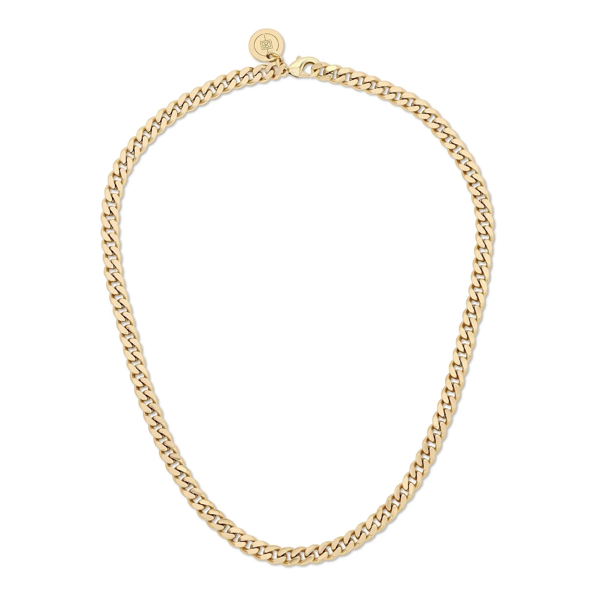 Gold-toned men’s micro curb chain necklace in recycled brass stunning gift for him