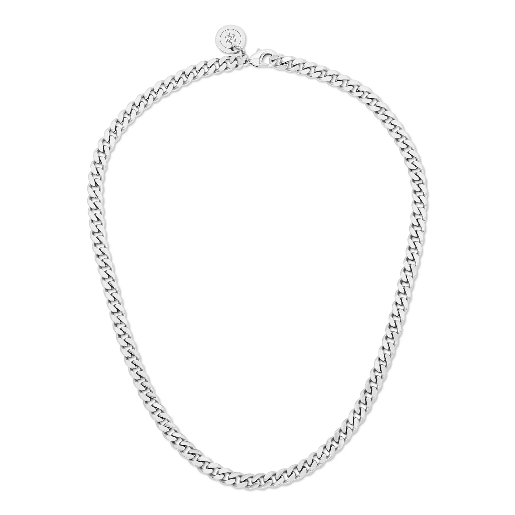 Silver curb chain necklace featuring a micro curb chain made from recycled brass stunning gift