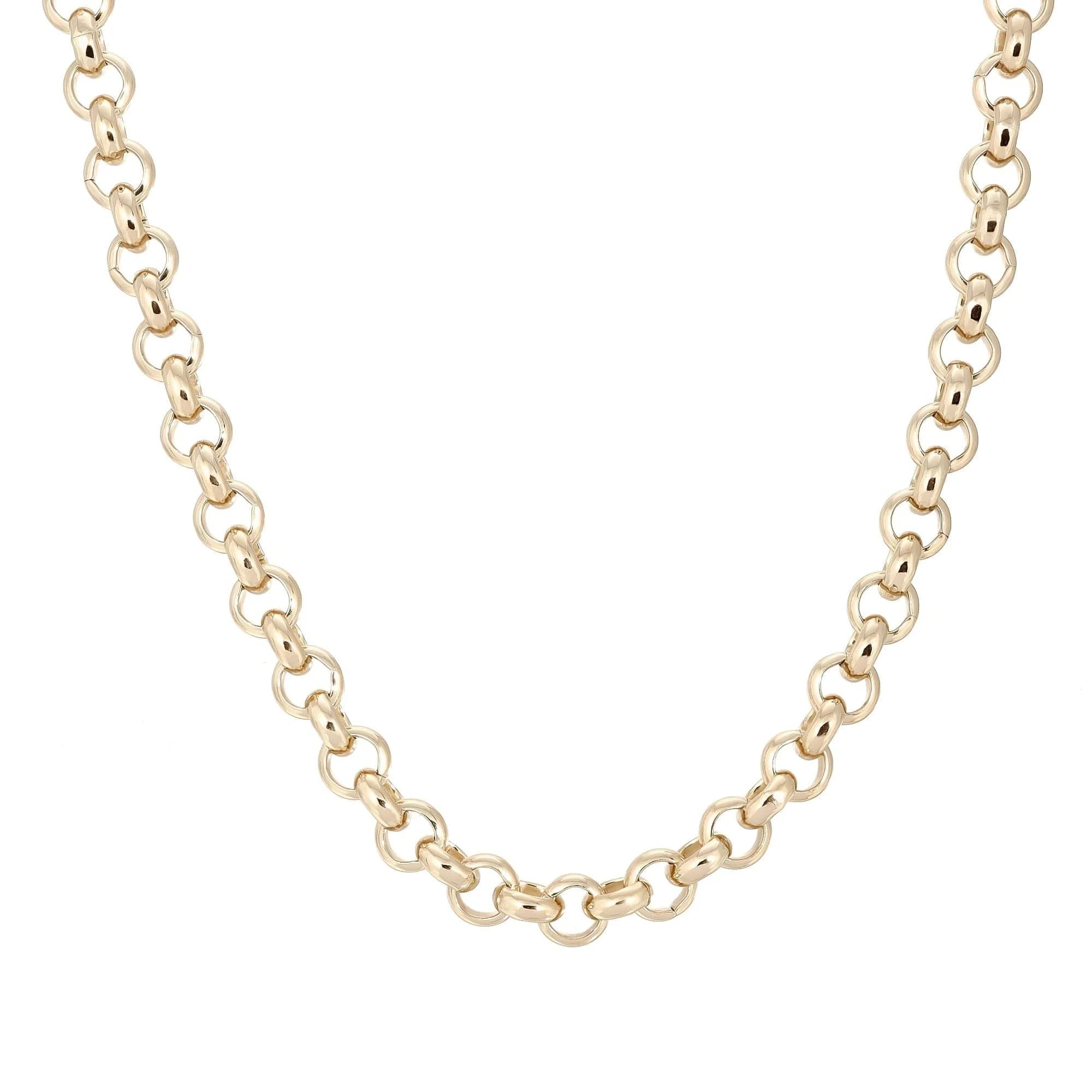 Men’s Royal Necklace with gold chunky rolo chain, recycled brass rolo, 12mm clasp