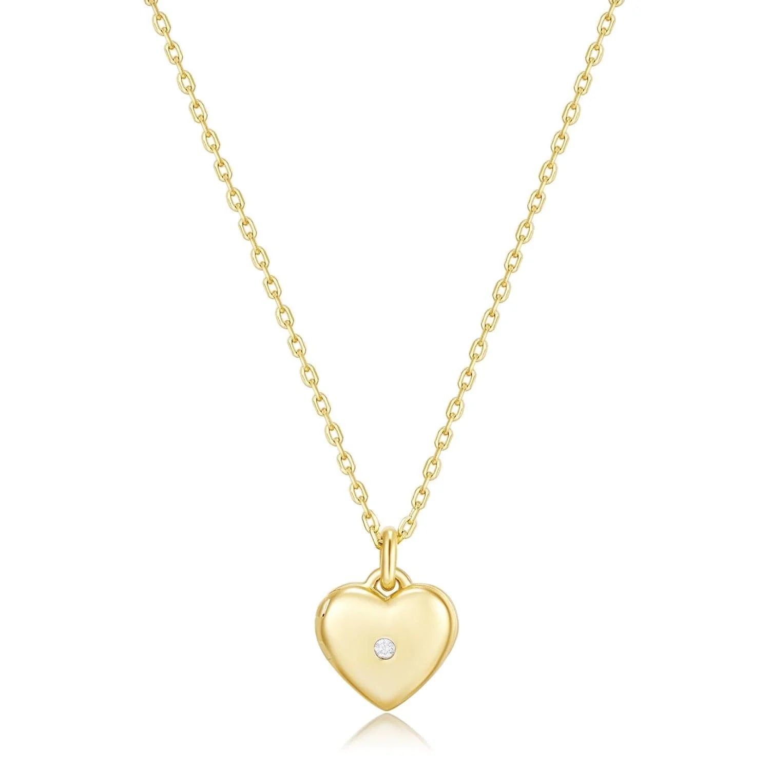 Gold heart pendant necklace in 14k gold vermeil, vermeil necklace length perfect for layering