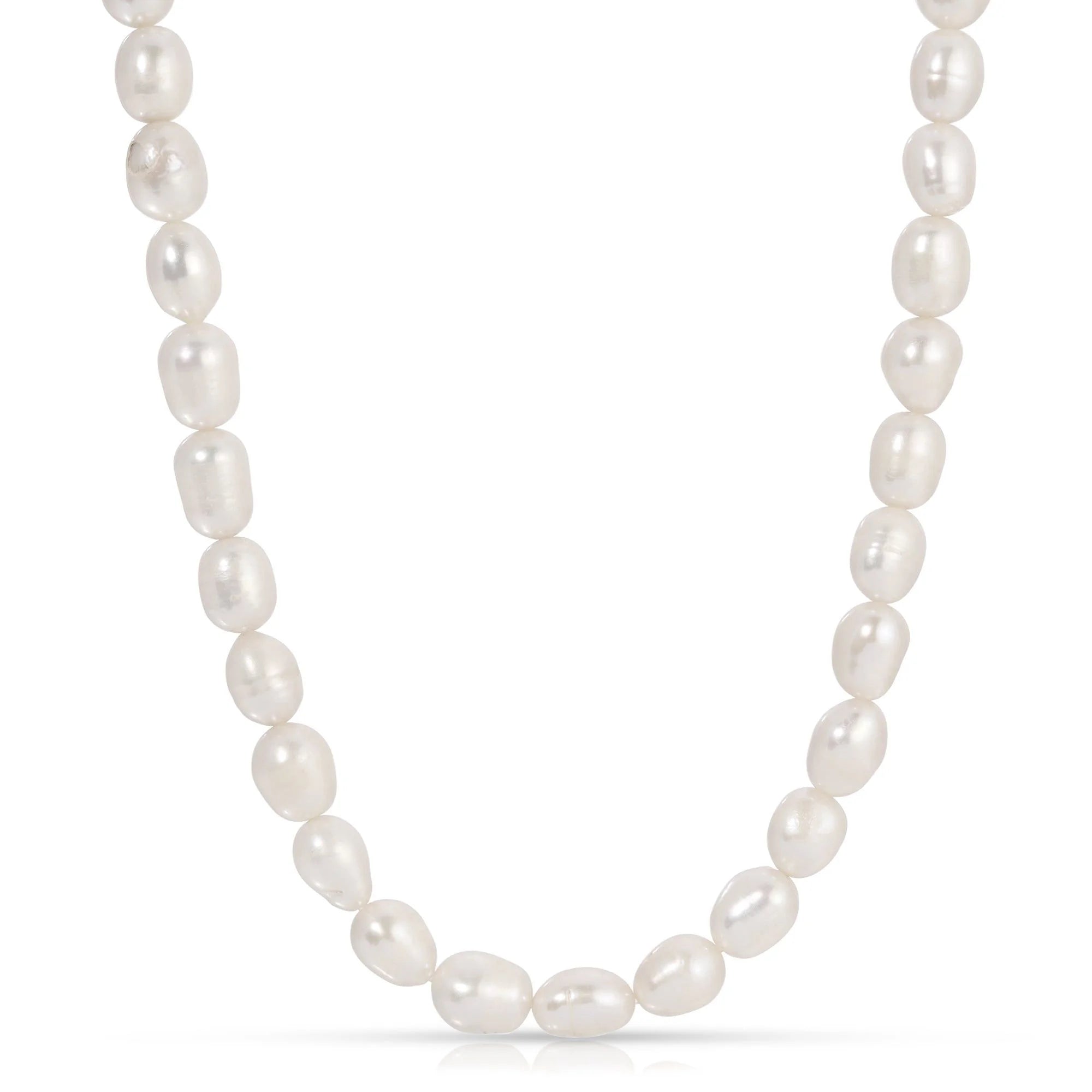 White baroque pearls strand for Piper Pearl Choker Necklace with border 1px solid measure 7-8mm