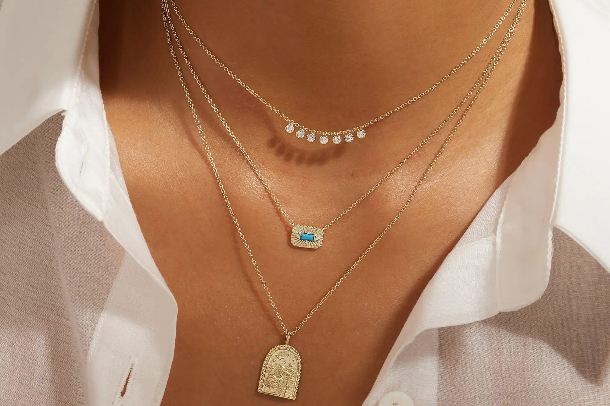 Layered Gold Necklaces displayed in the Layered Necklaces collection