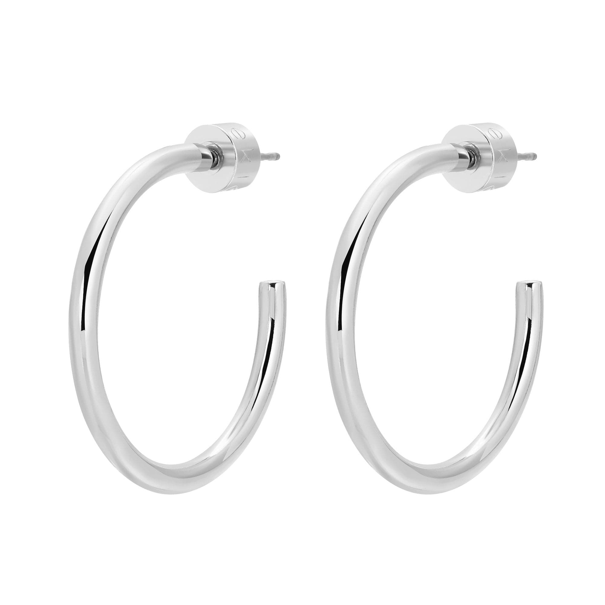 Shiny silver hoop earrings in 1 inch size from Ultimate Hoops collection