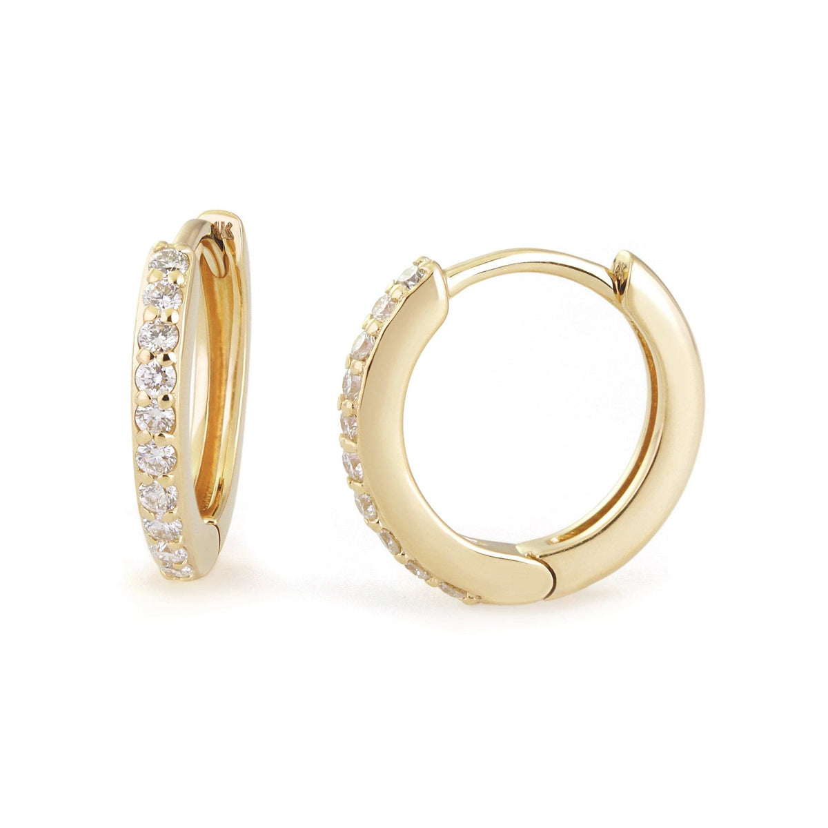 10mm Diamond & 14K Huggies