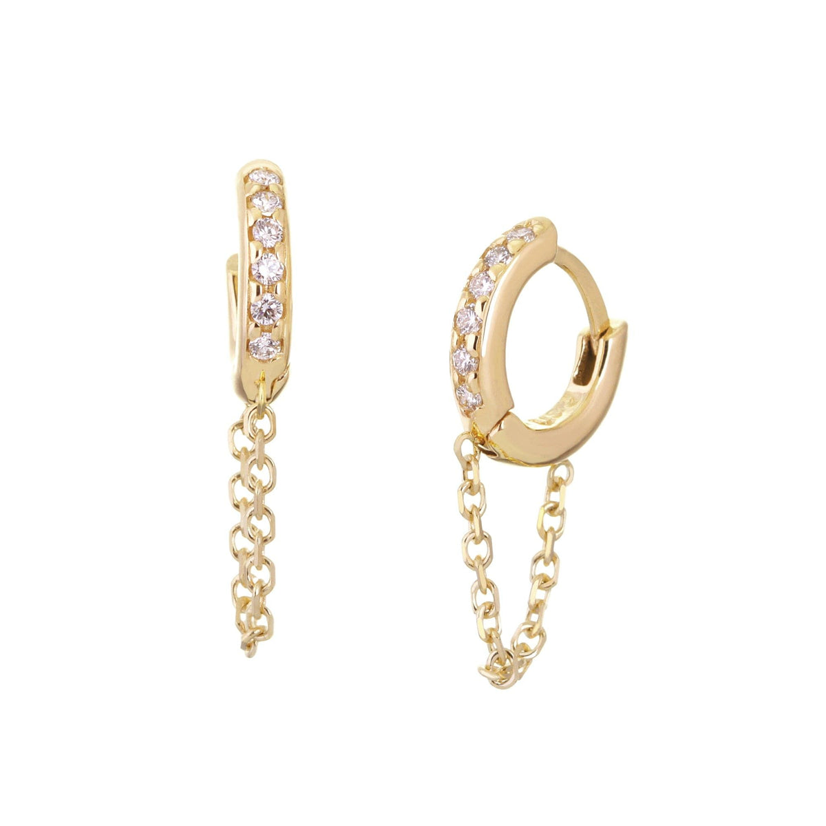 12.5mm Diamond 14K Huggies Chain