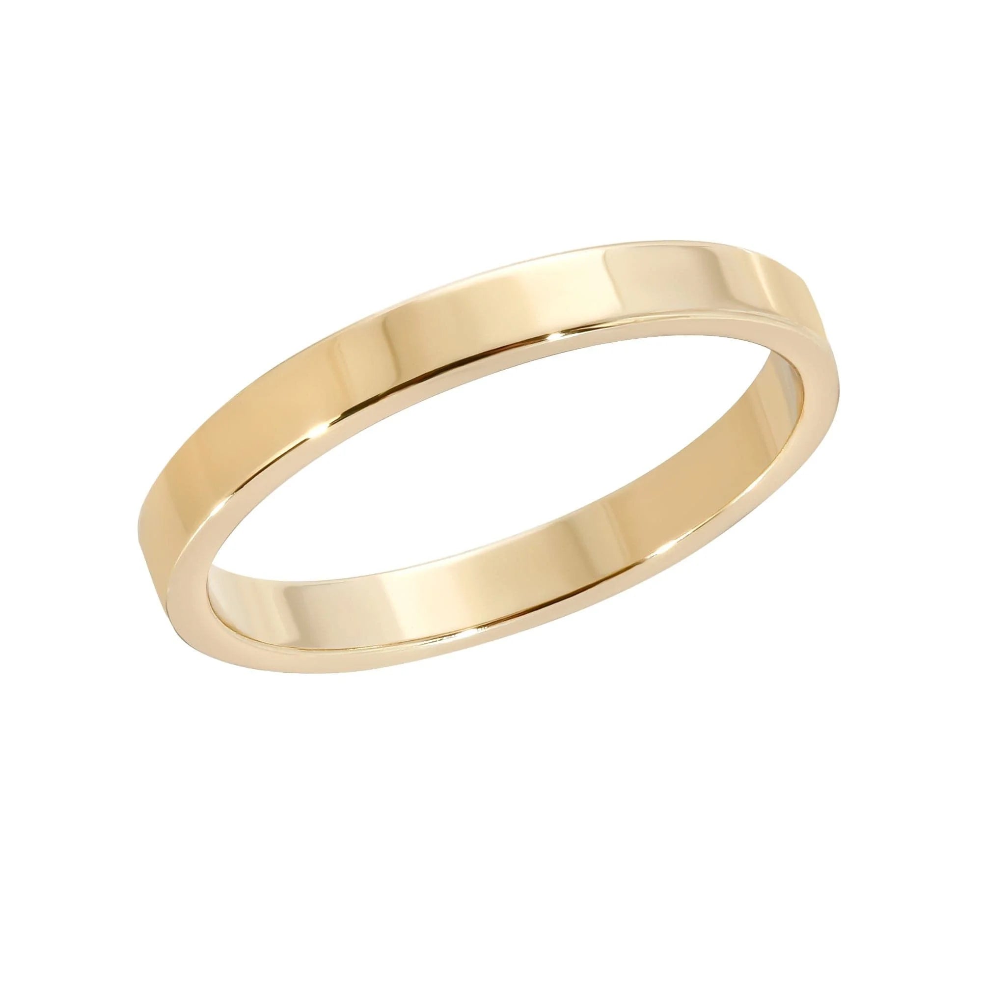 Gold wedding band with recycled brass plating and clear protective coating to prevent quick wear