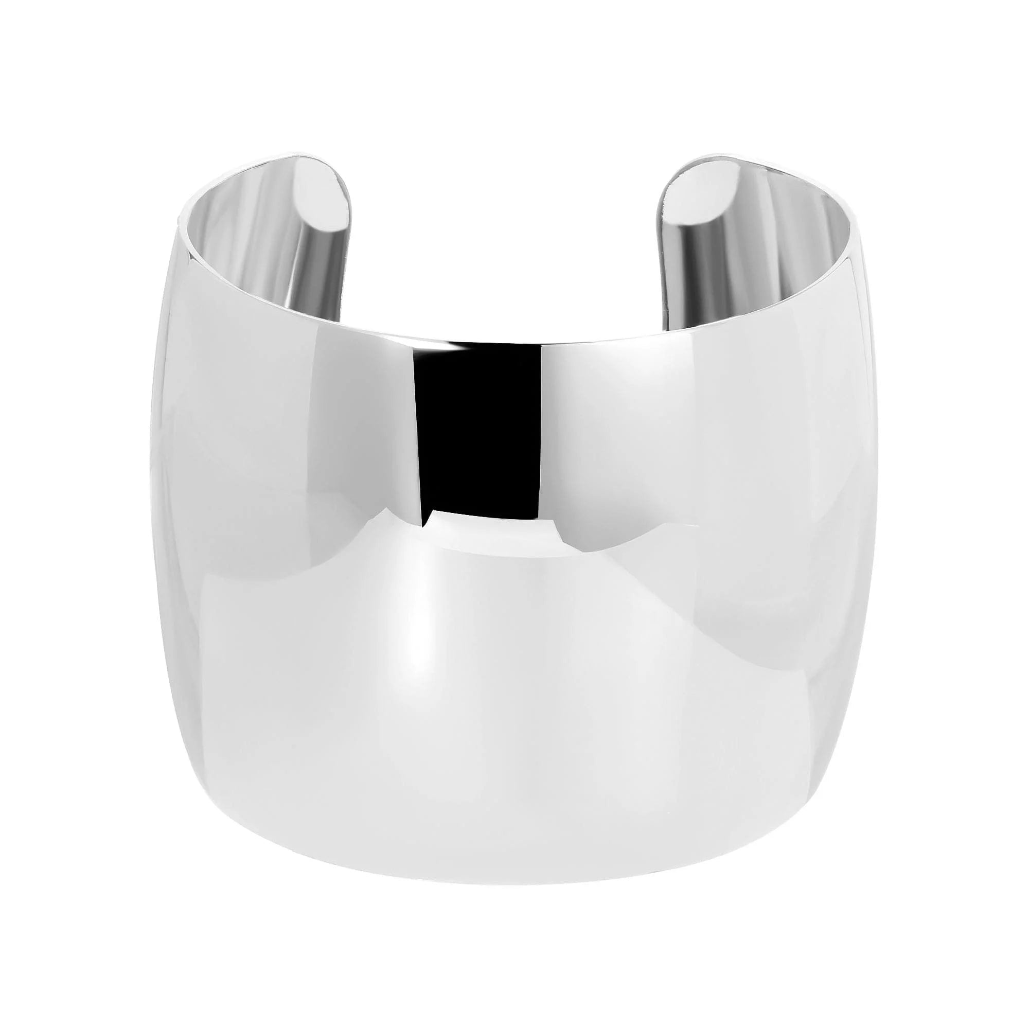 Shiny silver domed cuff bracelet with high polish finish, 2 Inch XL Domed Cuff