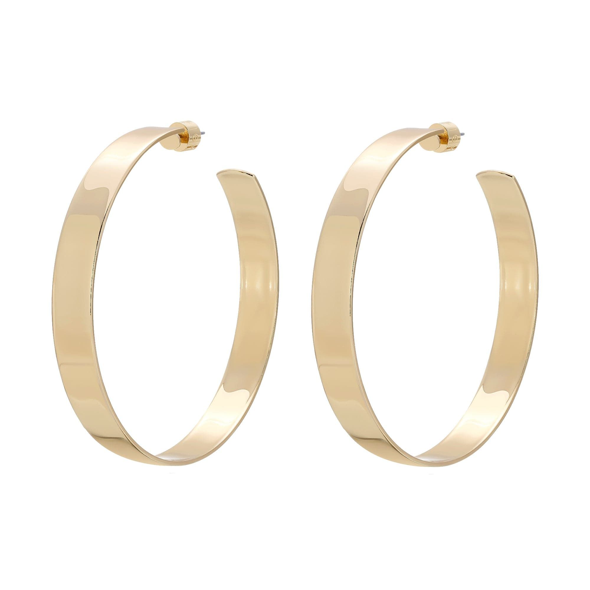 Gold hoop earrings in the 2.5 Skylar Hoops product display