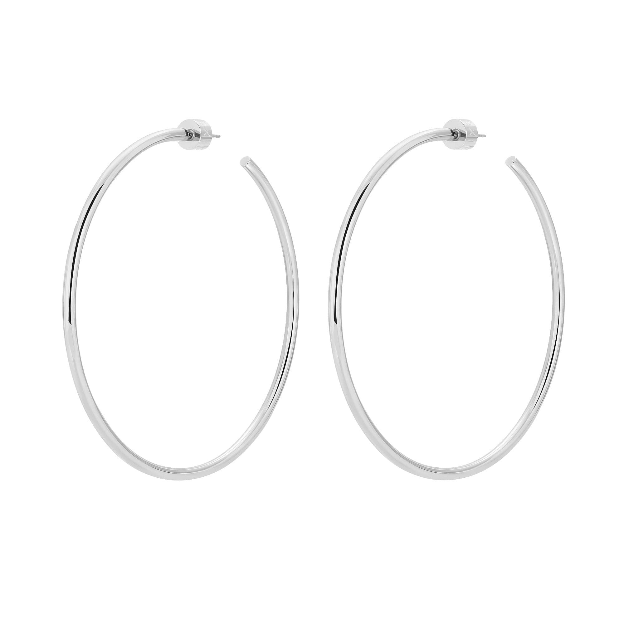 Shiny silver 2.5 inch Ultimate Hoops earrings perfect for everyday style